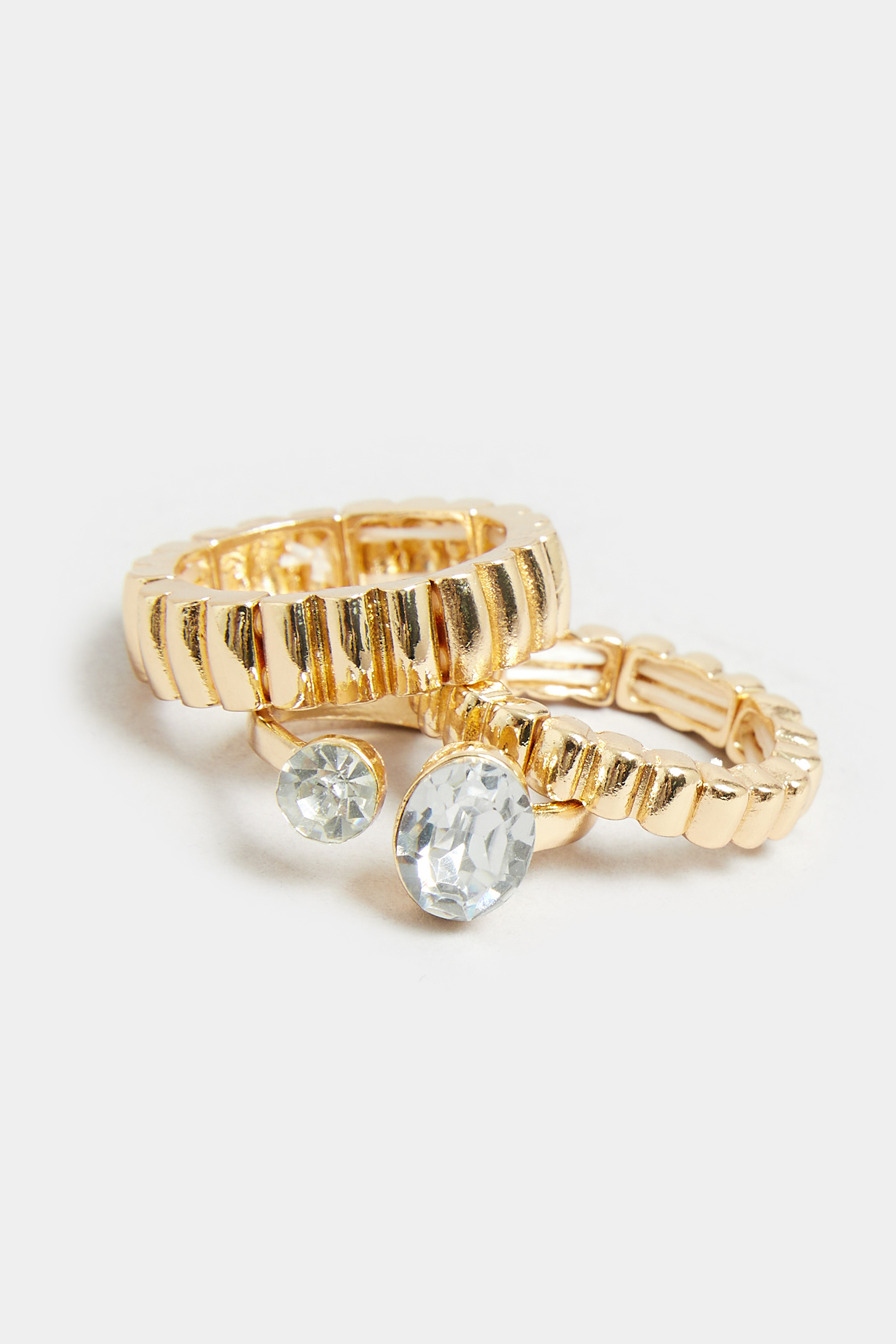 Gold 3 PACK Ring Set | Yours Clothing  3