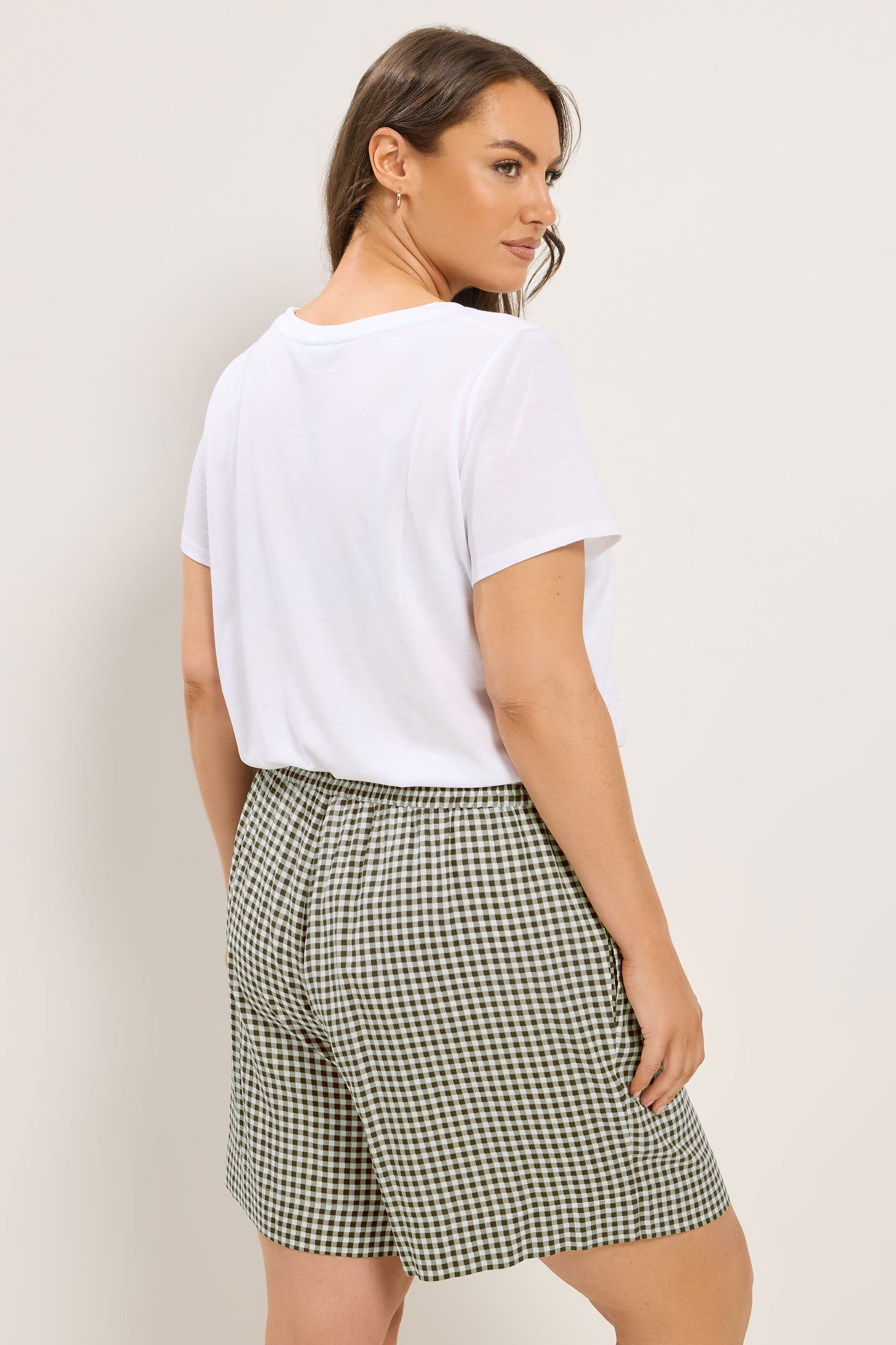 YOURS Plus Size Brown Gingham Shorts | Yours Clothing 2