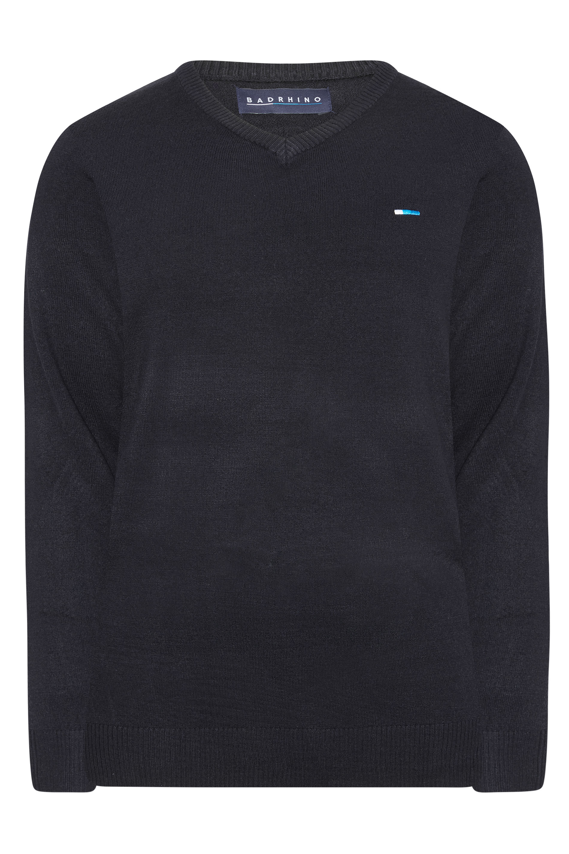 BadRhino Navy Blue Essential V-Neck Knitted Jumper | BadRhino 3