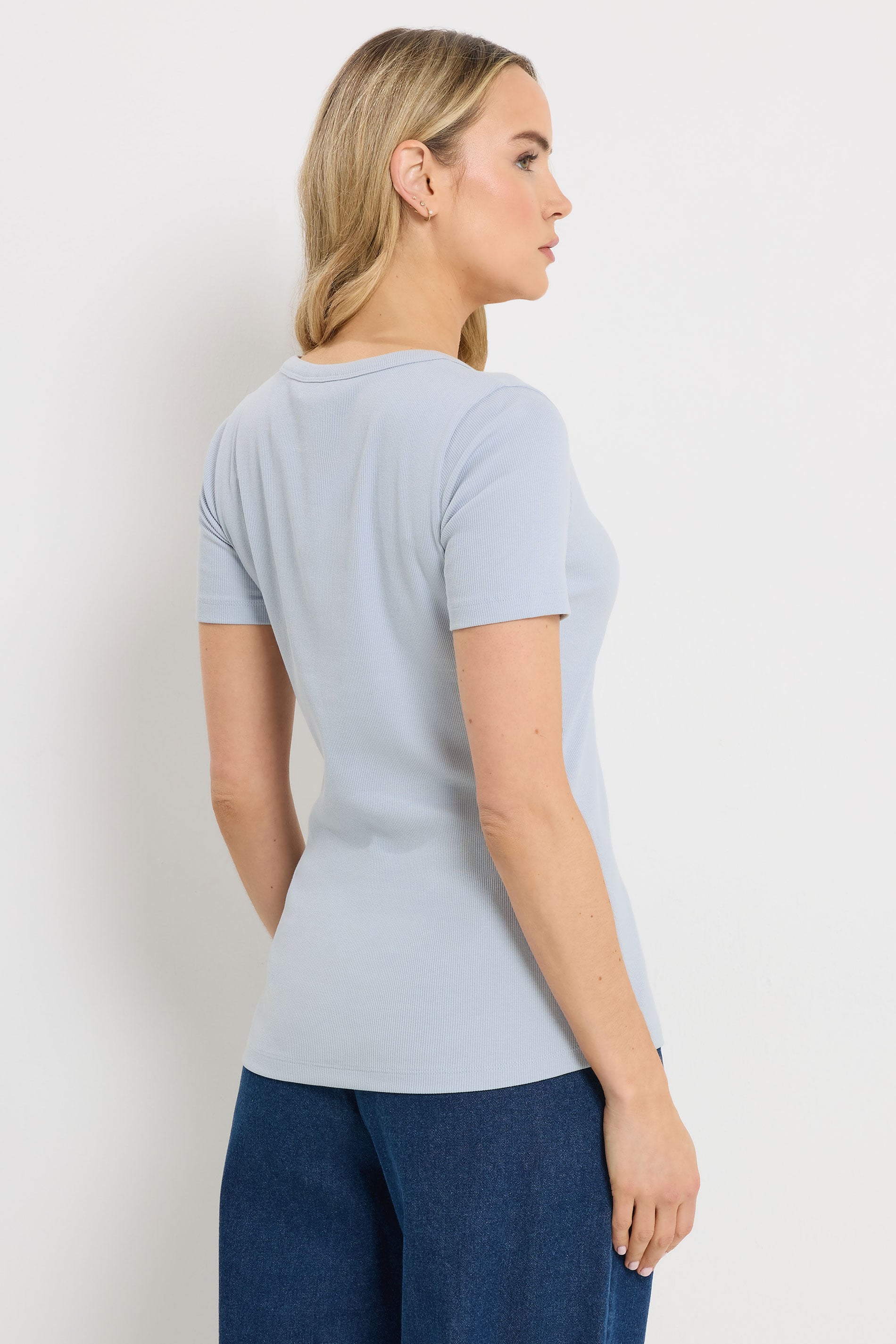 LTS Tall Women's Pale Blue Button T-Shirt | Long Tall Sally 2