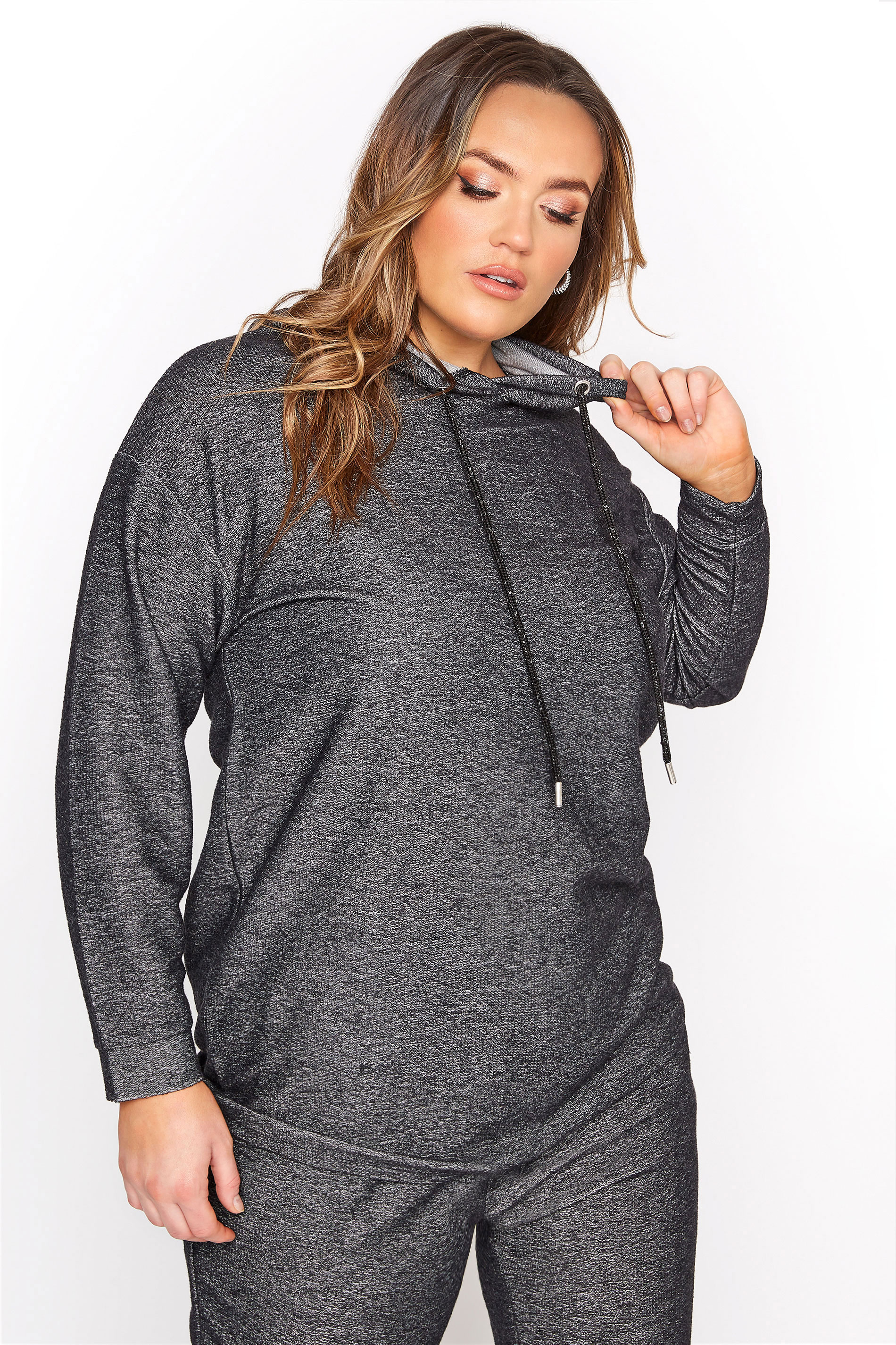 Grey Sparkly Lurex Hoodie | Yours Clothing