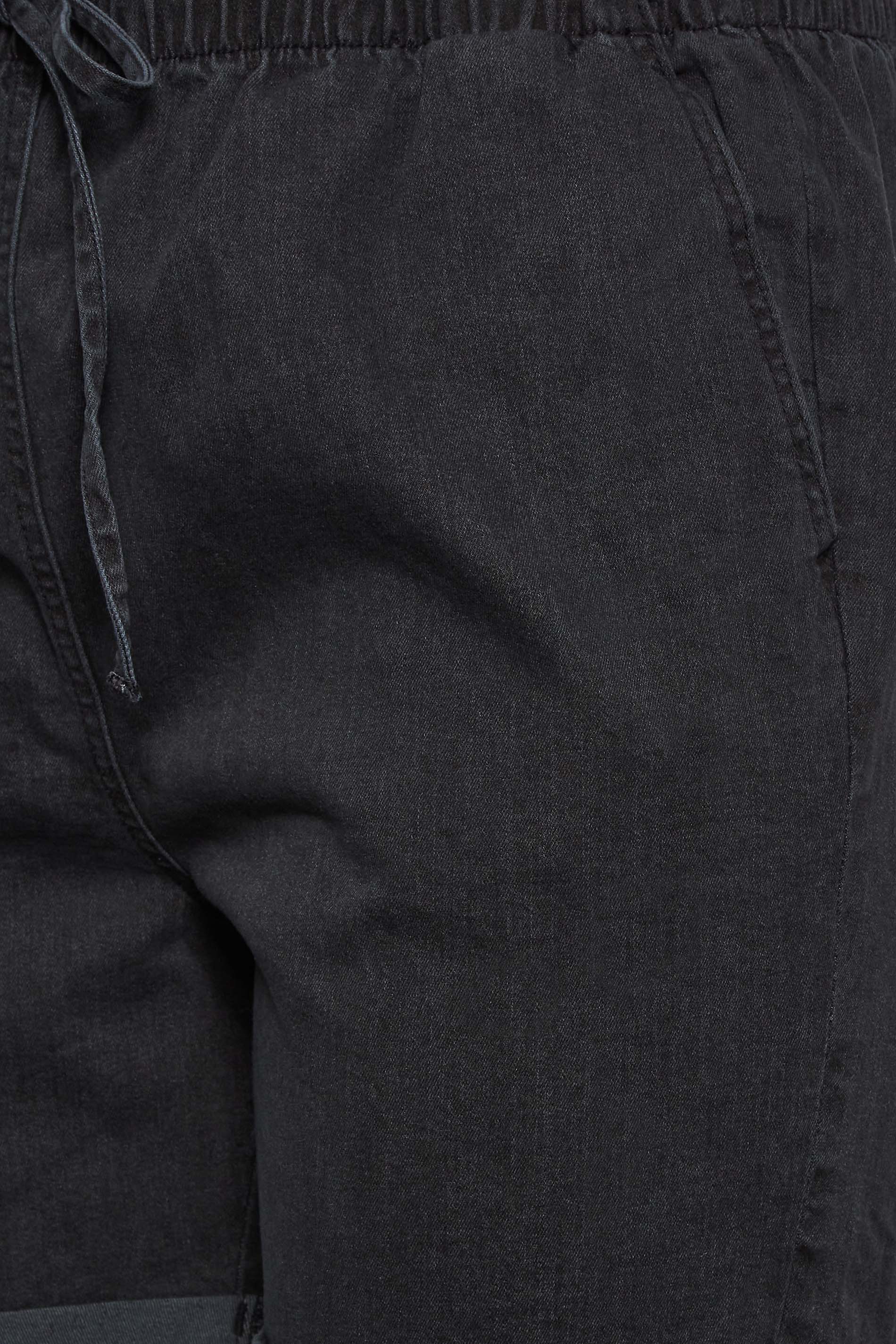 YOURS Plus Size Black Paperbag Drawstring Denim Mom Shorts | Yours Clothing 3