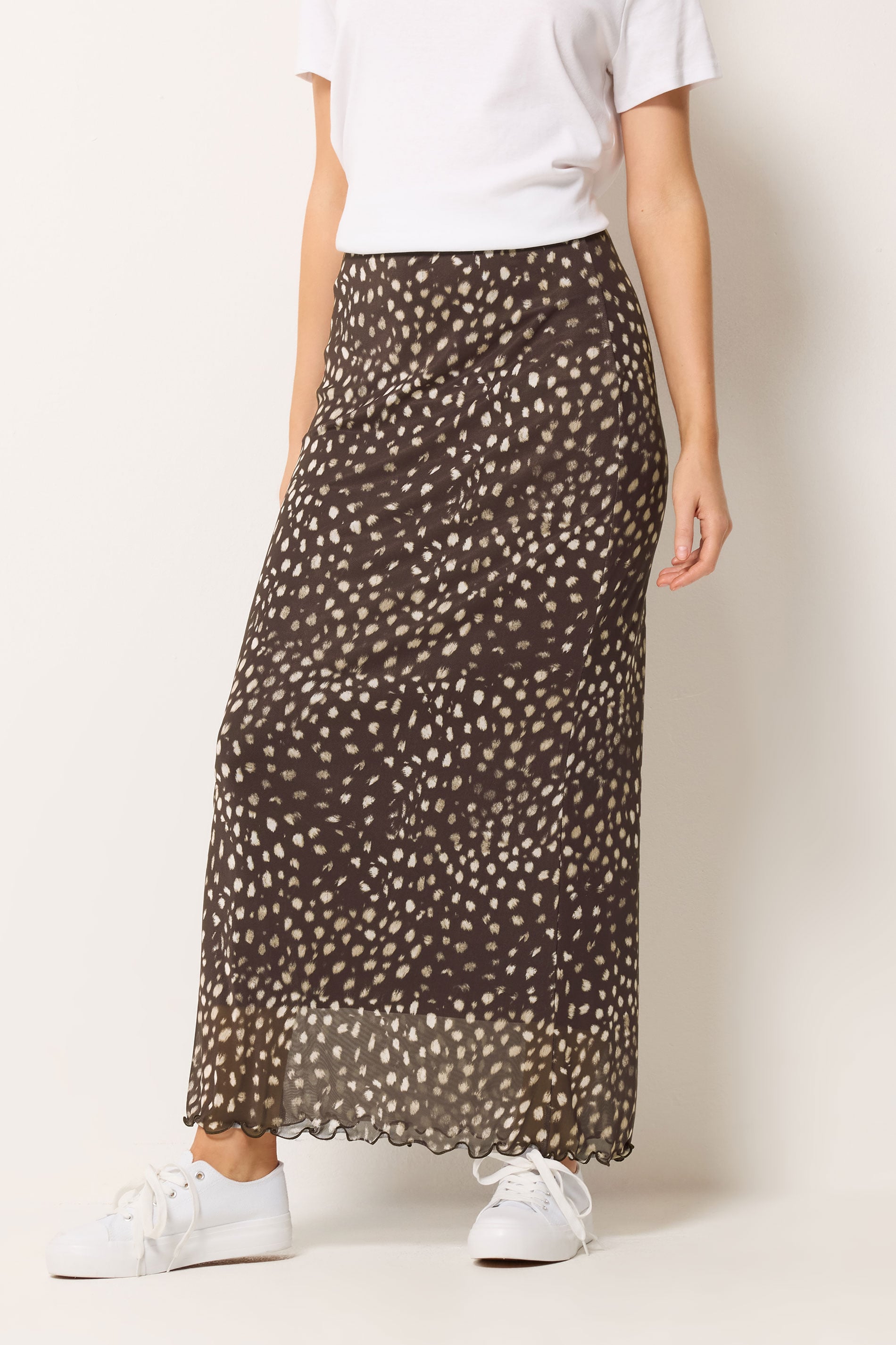 M&Co Brown Animal Print Mesh Maxi Skirt | M&Co 3