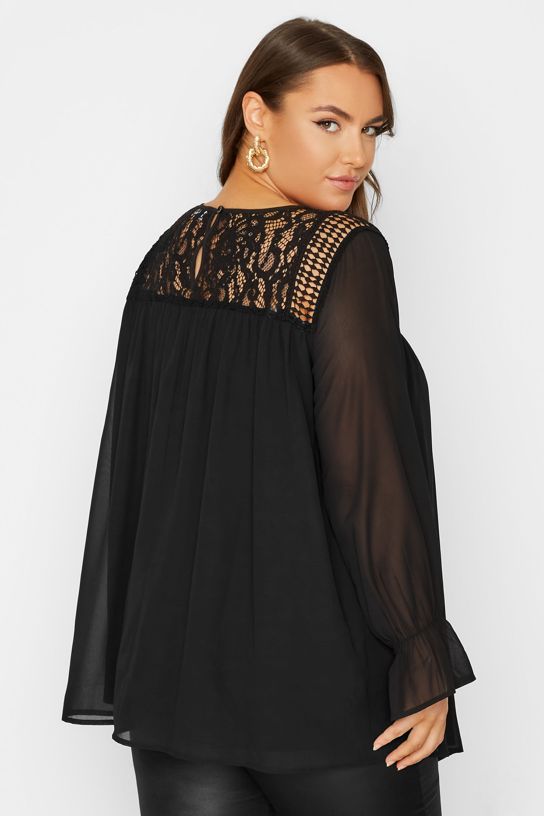 Plus Size YOURS LONDON Black Lace Blouse | Yours Clothing 3