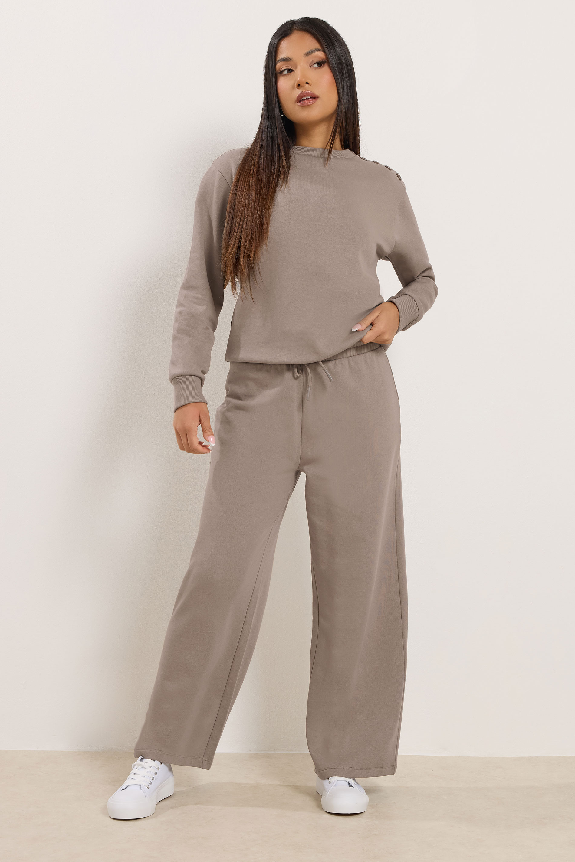M&Co Petite Mocha Brown Wide Leg Joggers | M&Co 1