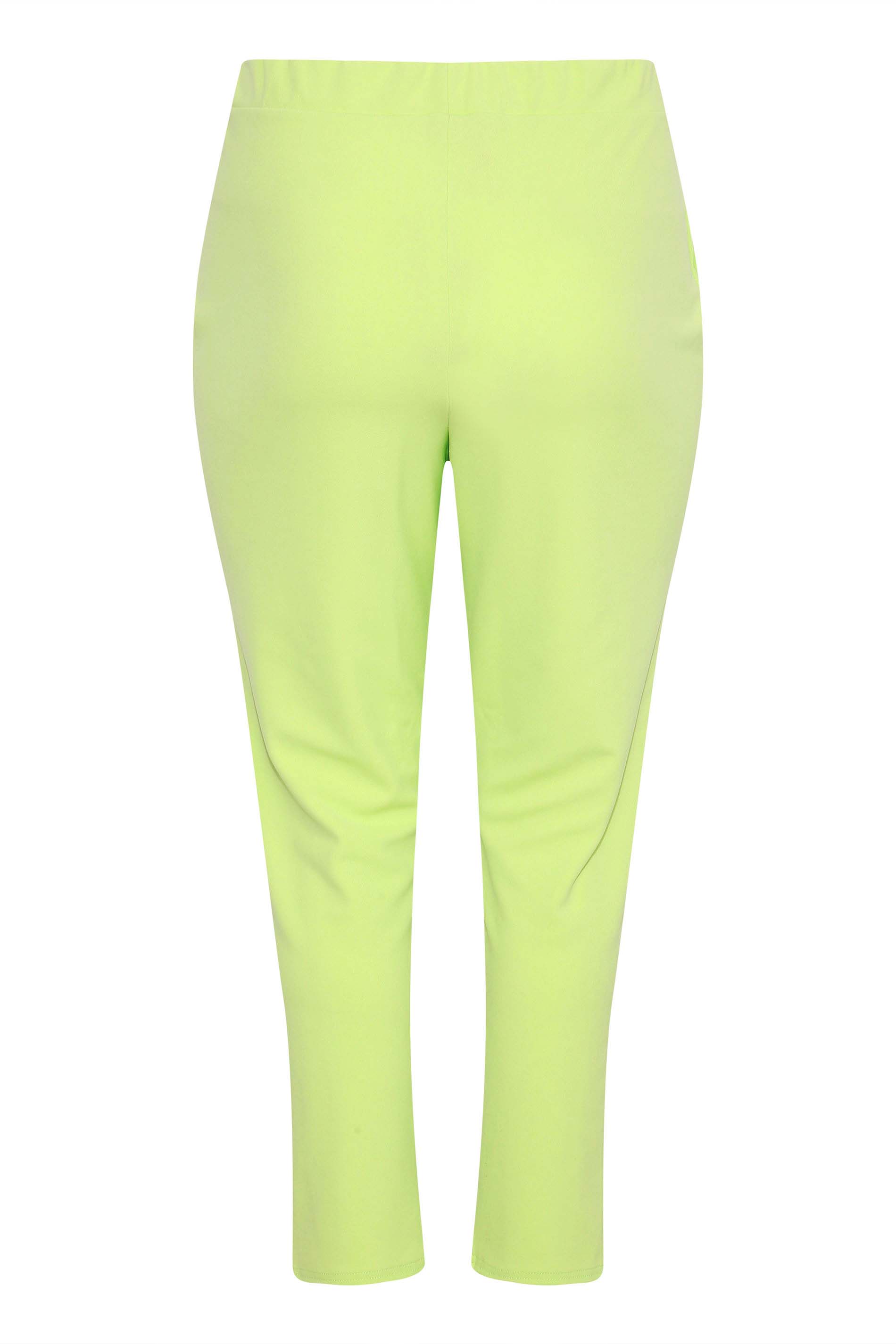 LIMITED COLLECTION Plus Size Lime Green Split Hem Stretch Tapered 