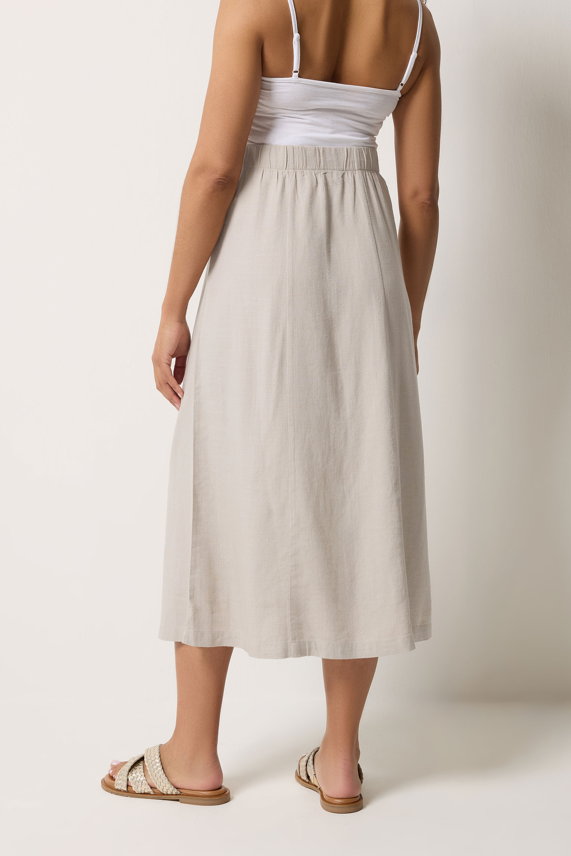 M&Co Natural Brown Linen Maxi Skirt | M&Co 4