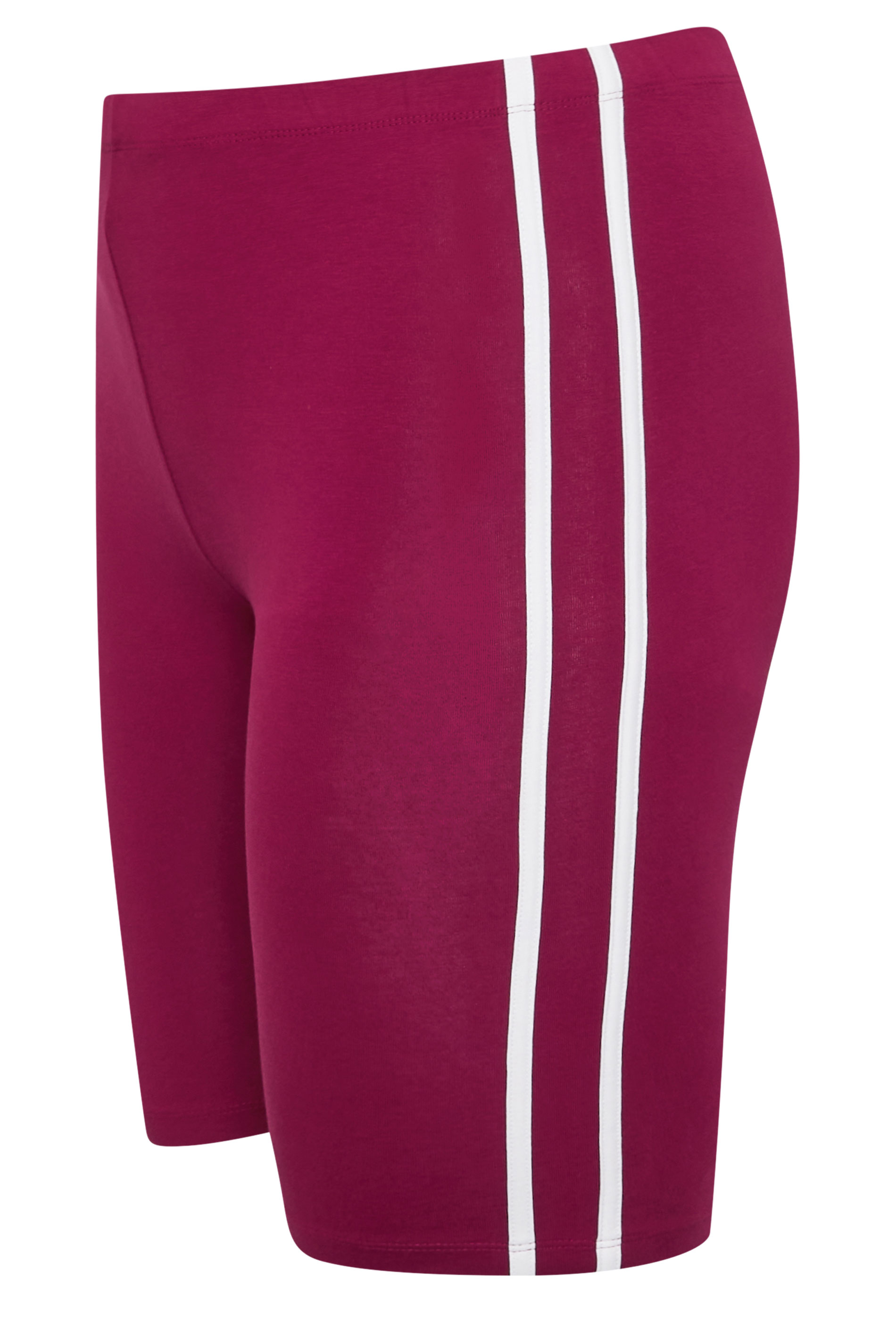 YOURS ACTIVE Plus Size Red Side Contrast Stripe Shorts | Yours Clothing 6