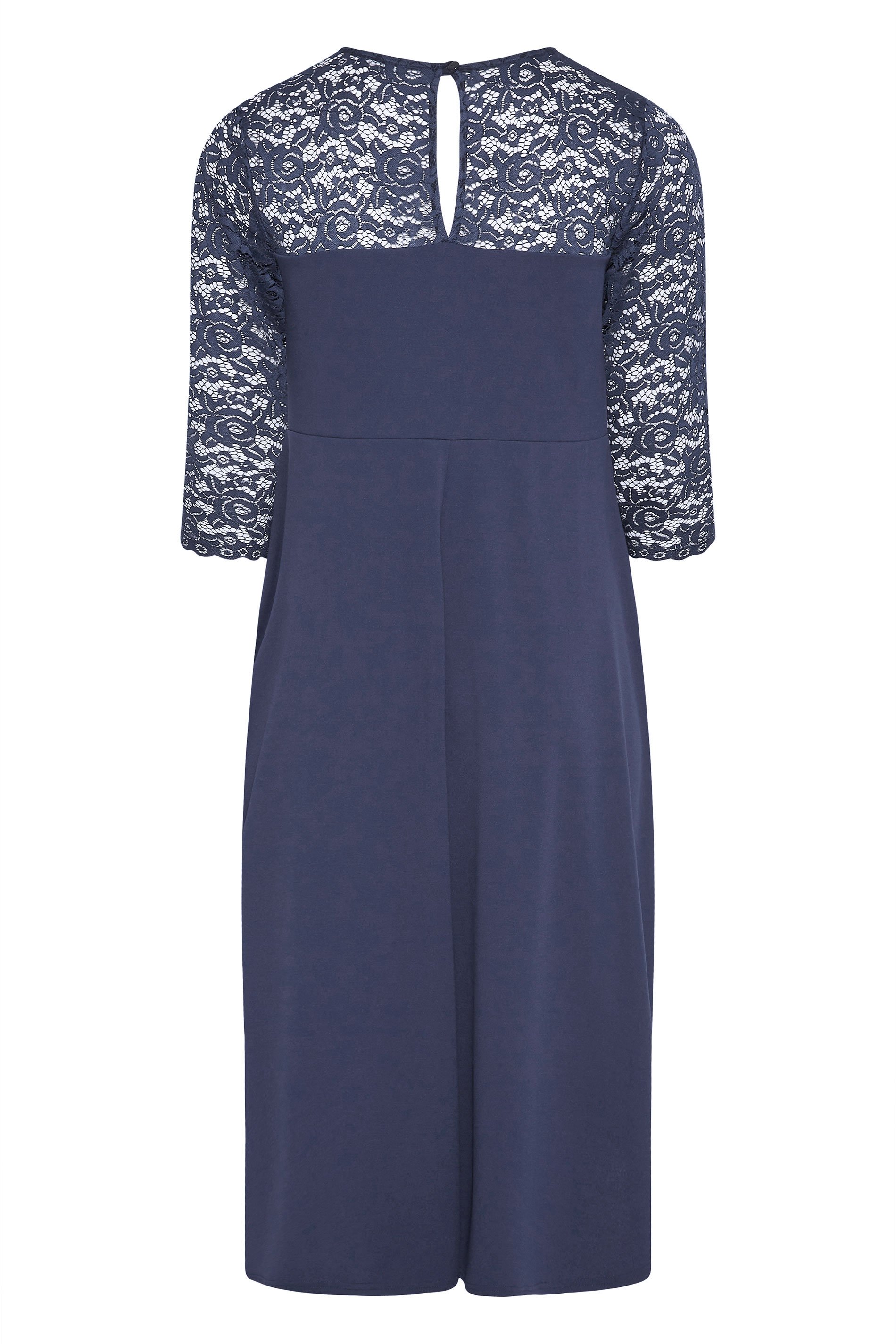 YOURS LONDON Plus Size Navy Blue Lace Sweetheart Midi Dress | Yours ...