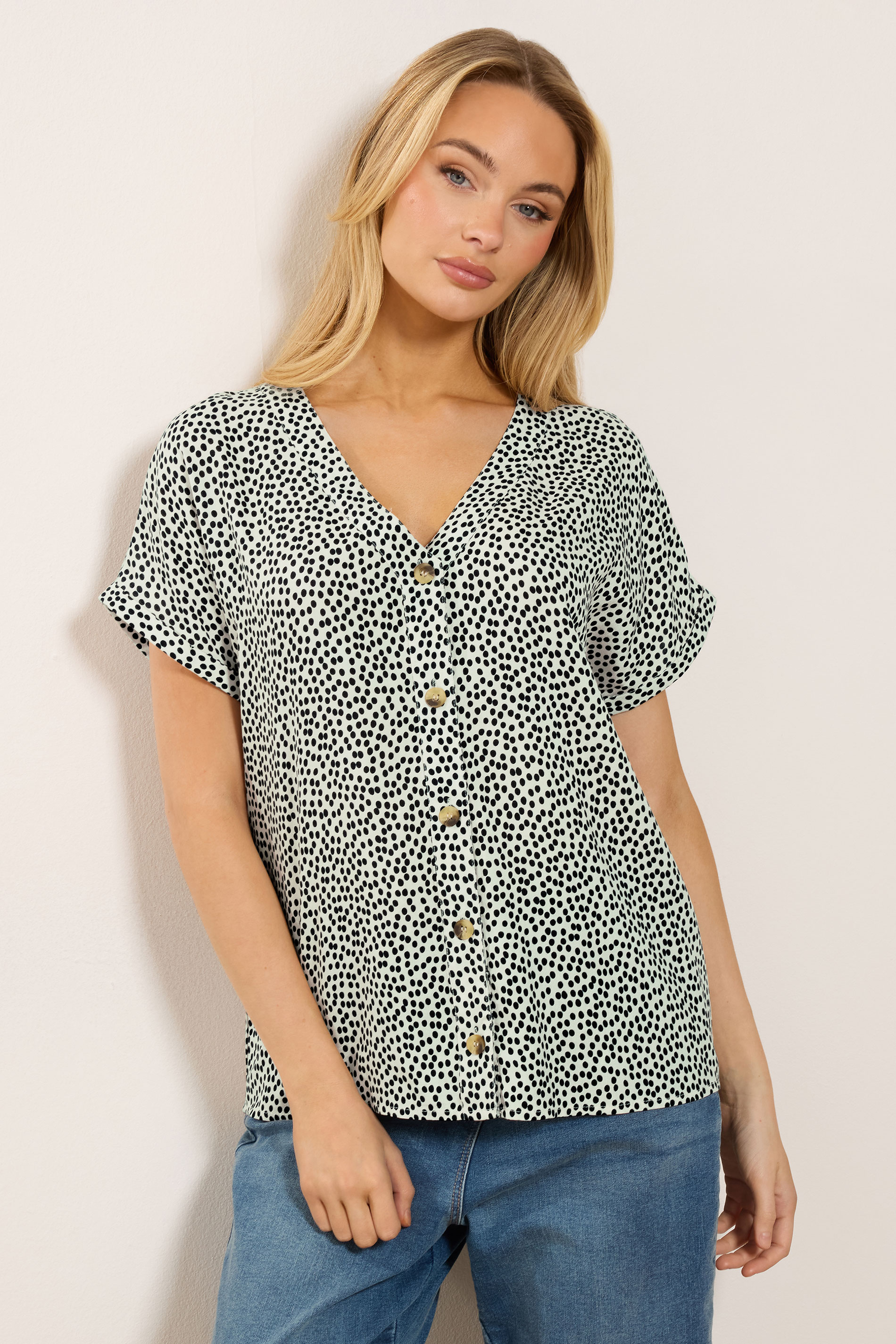 M&Co White & Black Spot Print Blouse | M&Co 3