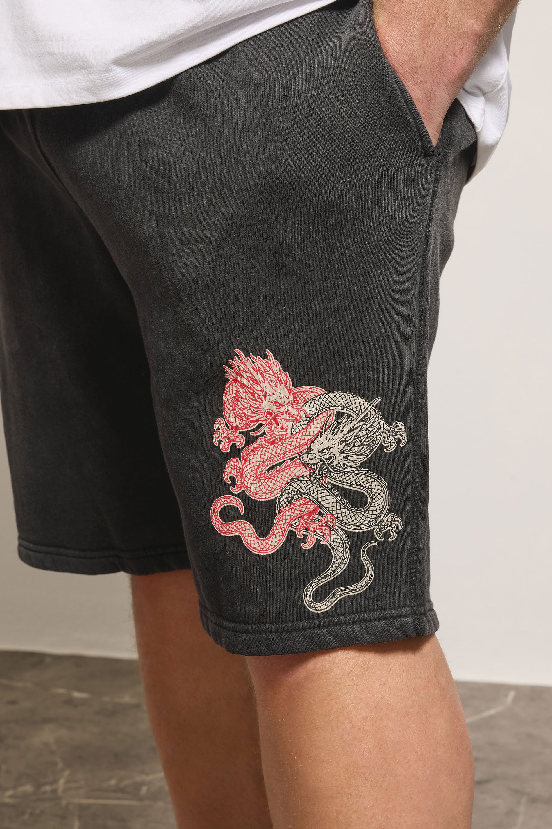 BadRhino Big & Tall Black Japanese Printed Jogger Shorts | BadRhino 4