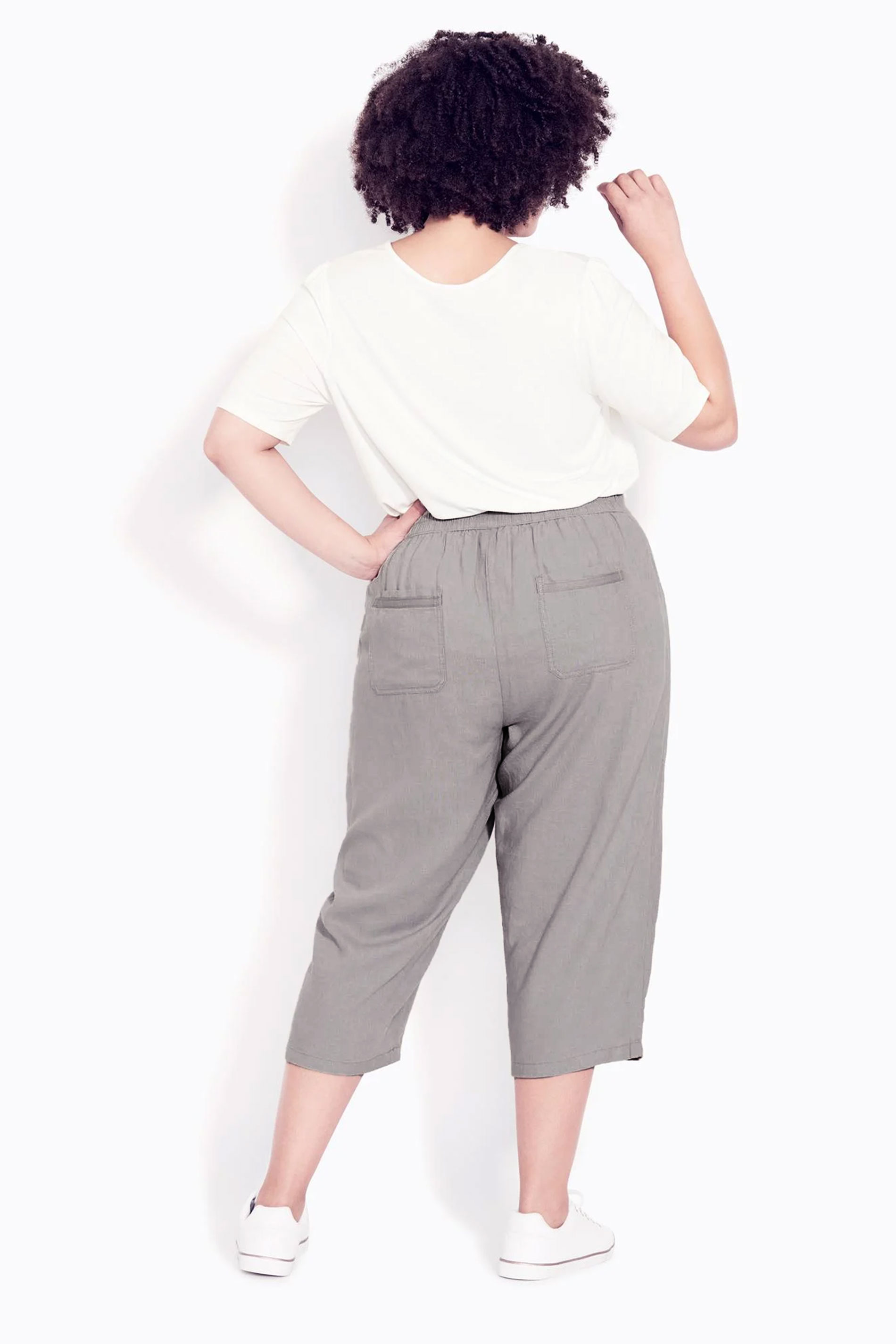 Grey Linen Blend Crop Trouser 3