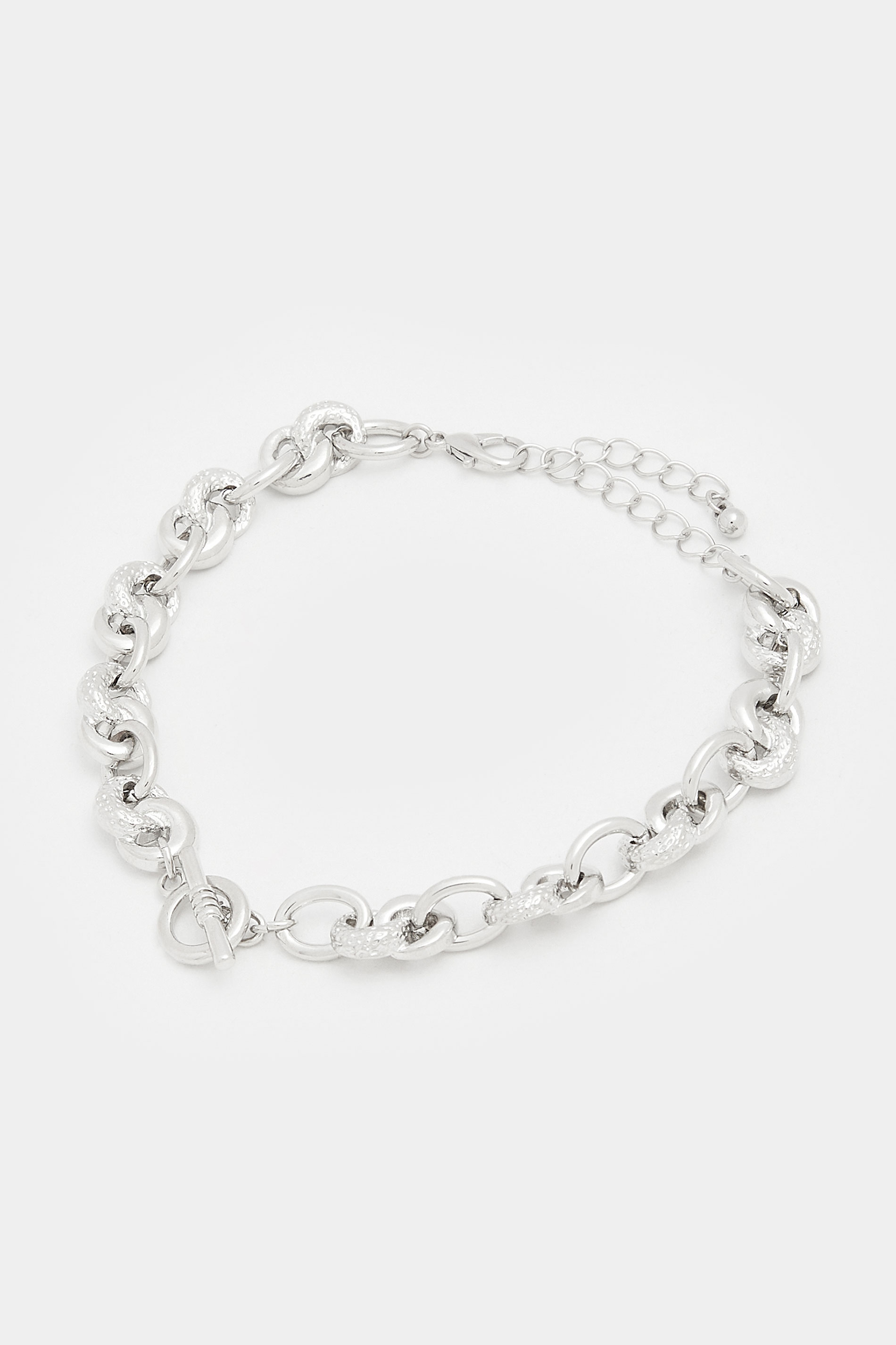 Textured Circle Link Bracelet | Yours Clothing 3