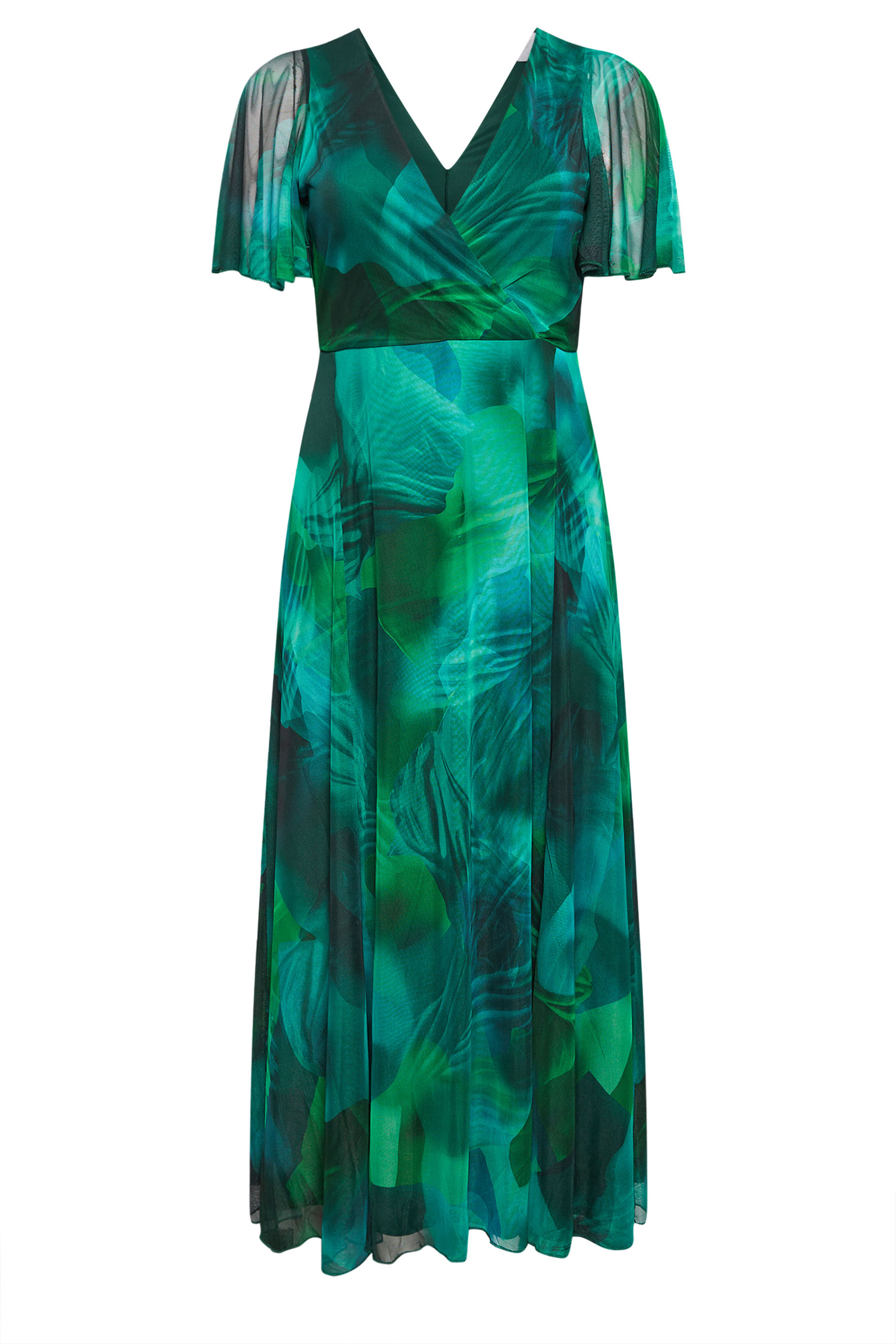 YOURS LONDON Plus Size Green Abstract Print Wrap Maxi Dress | Yours Clothing 2
