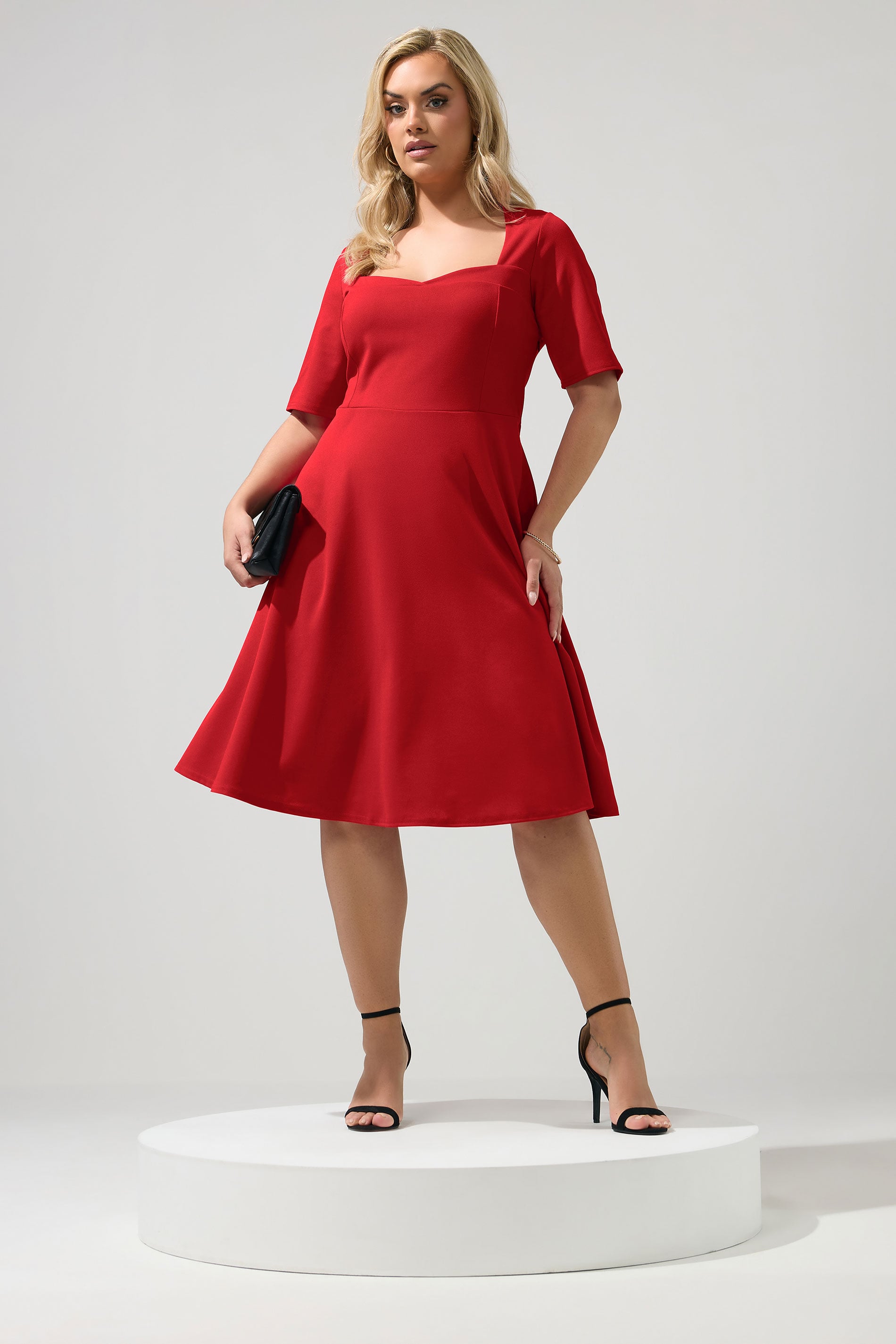 YOURS LONDON Plus Size Red Midi Skater Dress | Yours Clothing 3