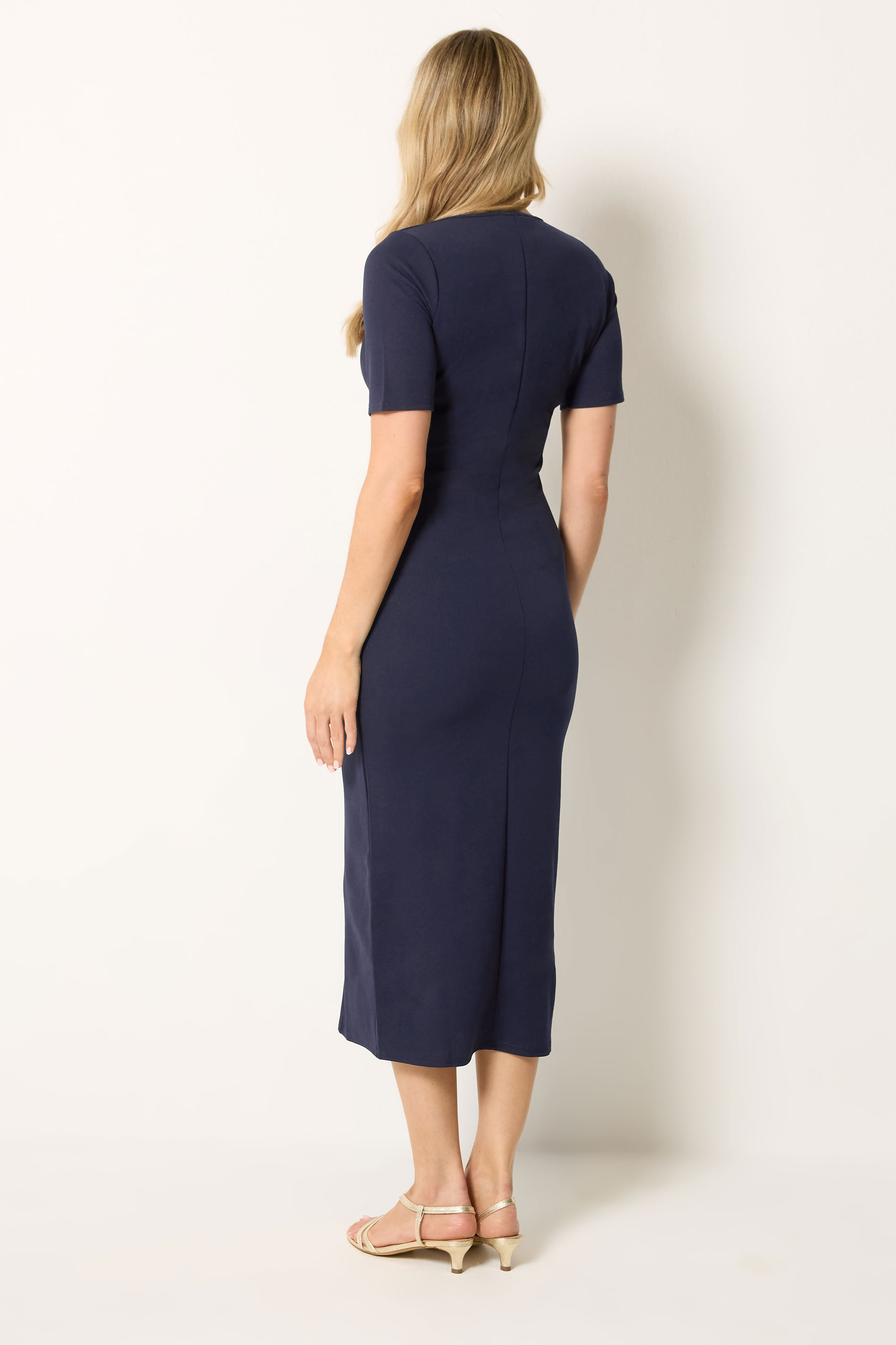 LTS Tall Women's Navy Blue Notch Neck Midi Dress | Long Tall Sally 2
