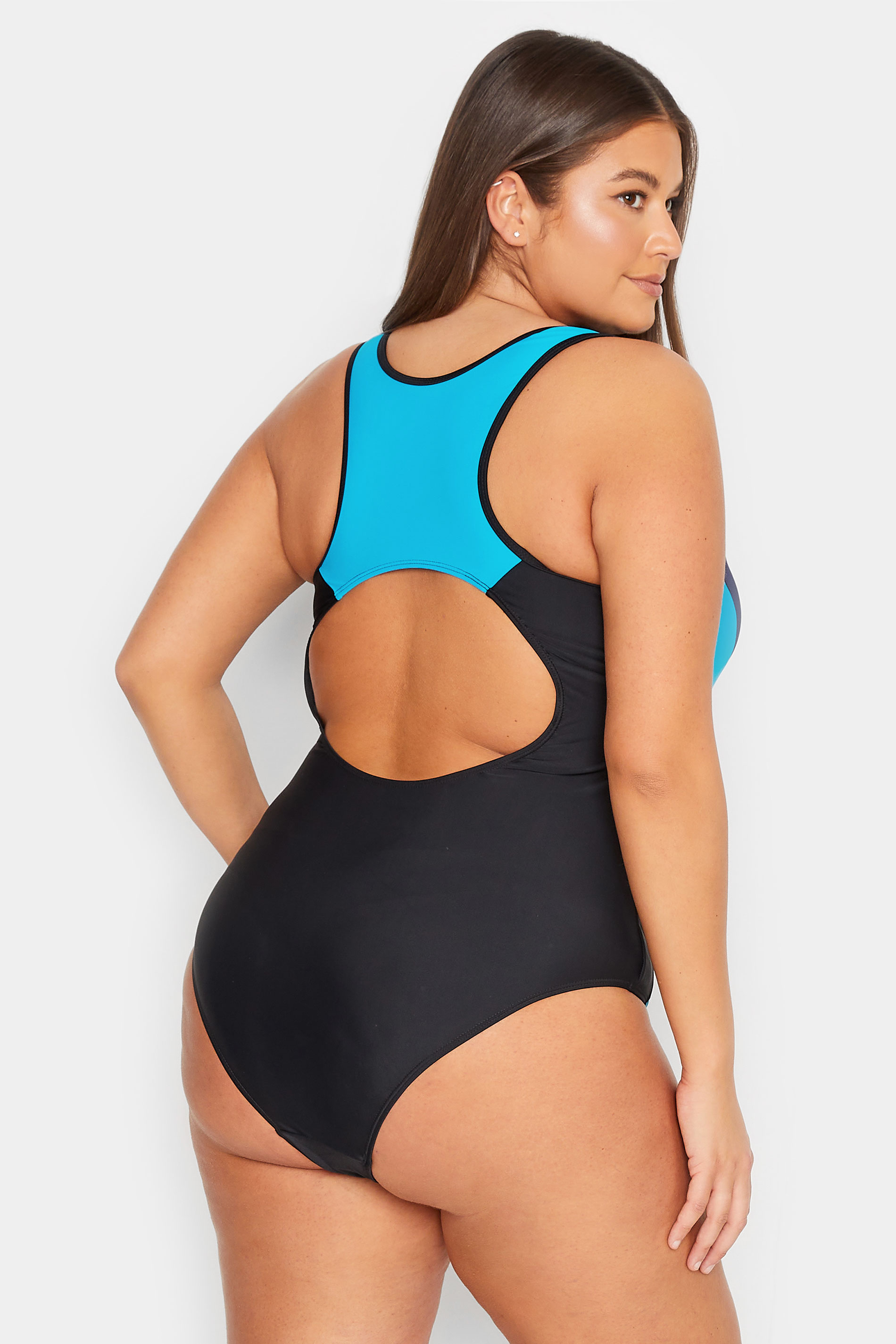 LTS Tall Women's Blue Contrast Active Swimsuit | Long Tall Sally 3