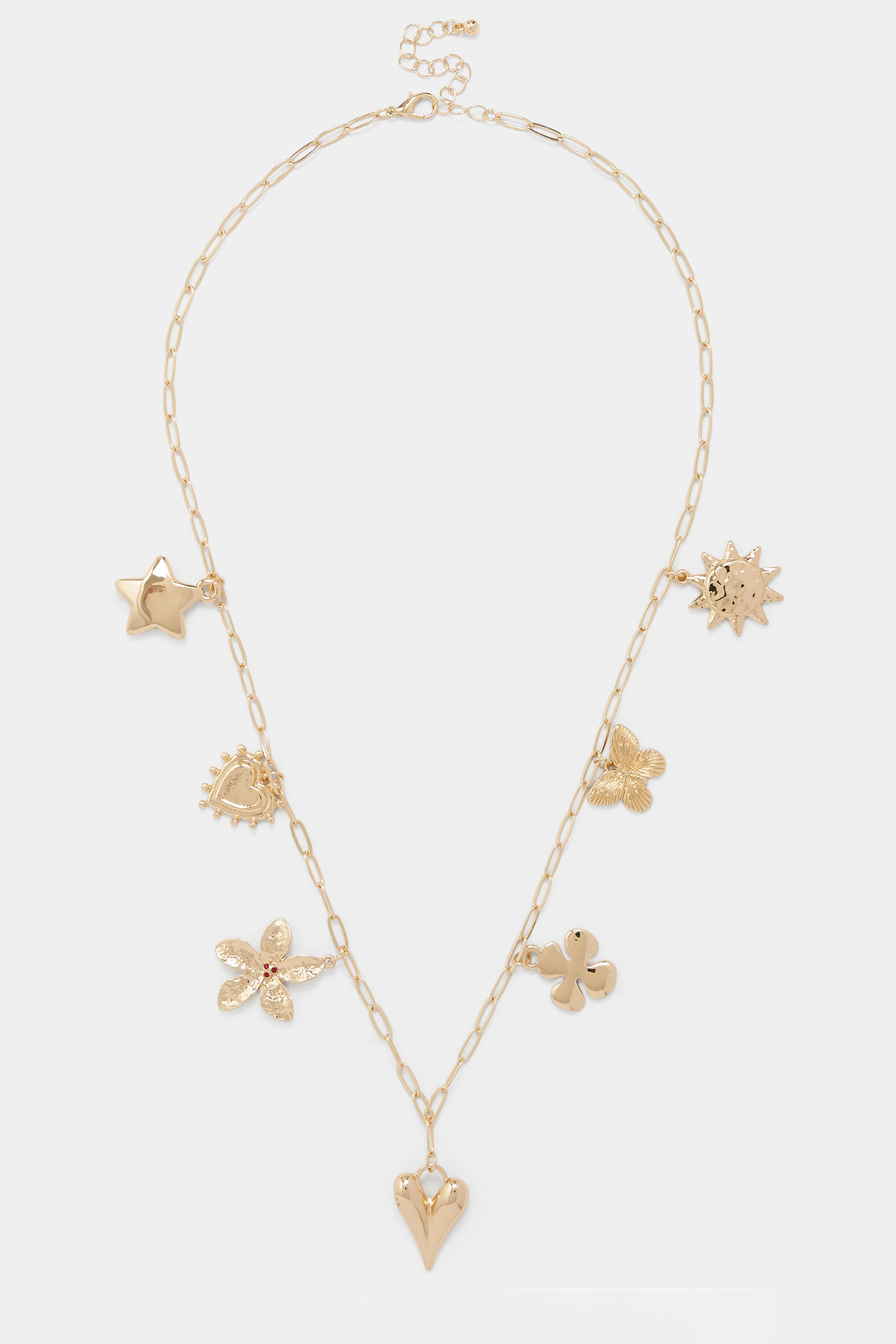 Gold Tone Charm Chain Necklace | Yours Clothing 3