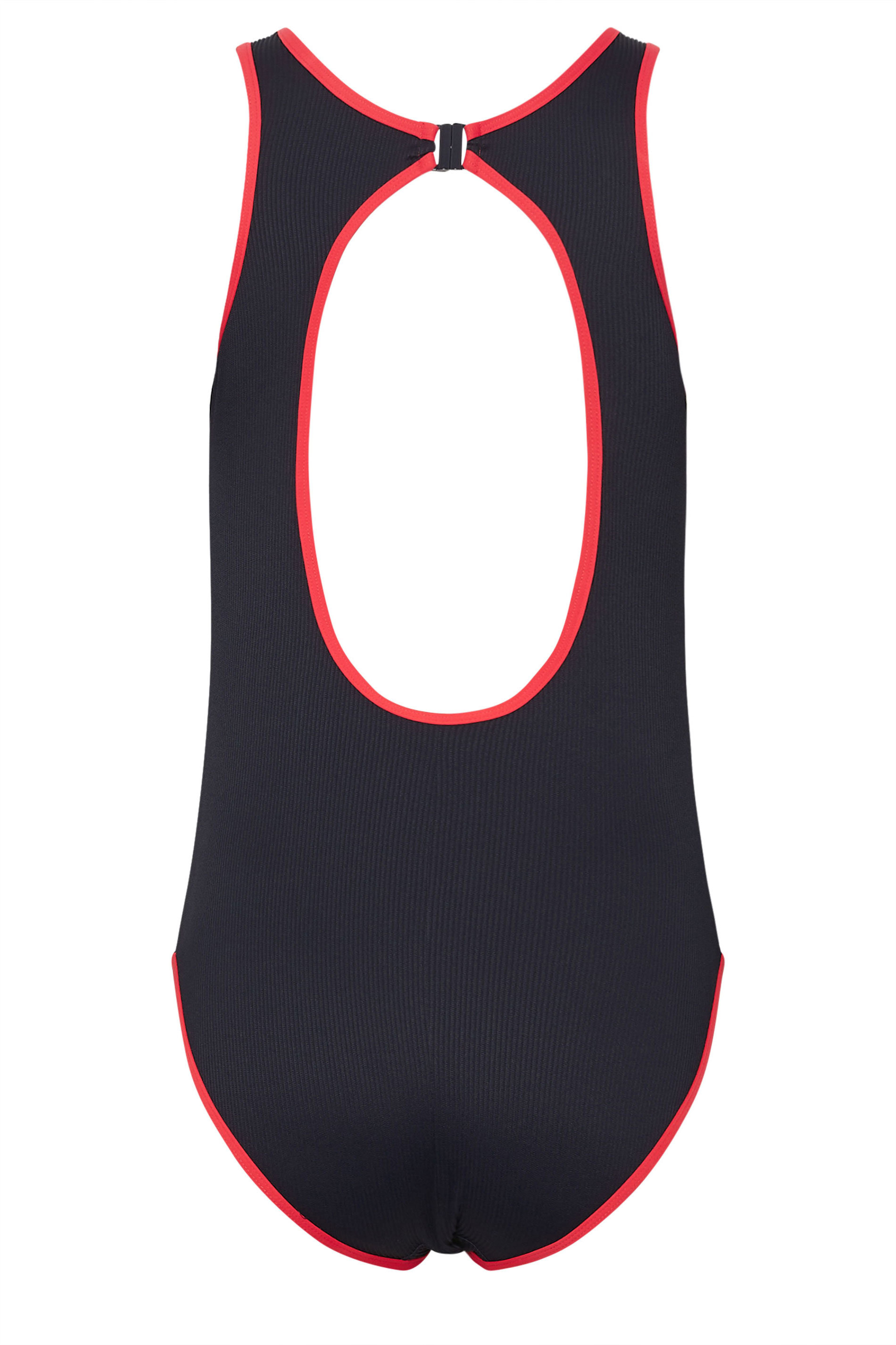 LTS Tall Women's Navy Blue & Red Ribbed Sporty Swimsuit | Long Tall Sally 6