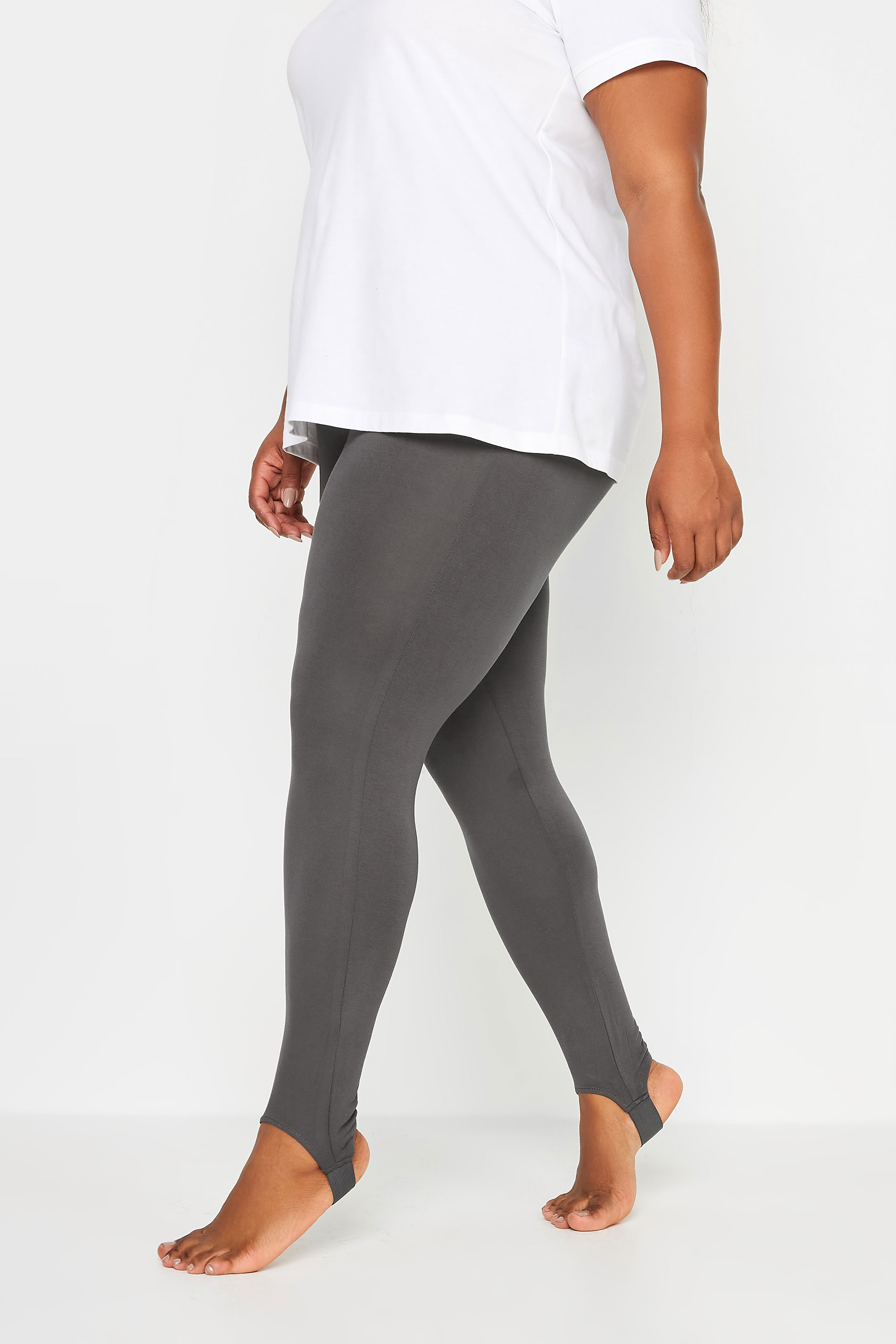 YOURS Plus Size Grey Stirrup Leggings | Yours Clothing 2
