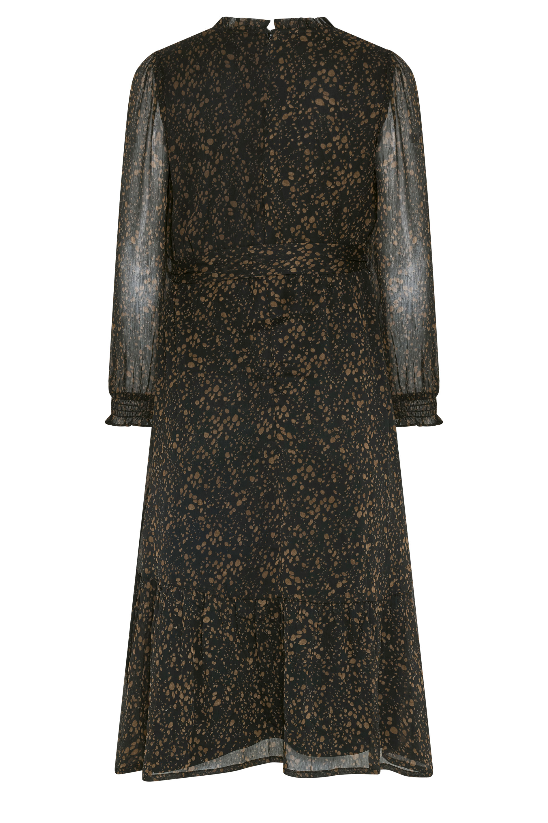 M&Co Petite Brown Abstract Spot Midi Dress | M&Co 2