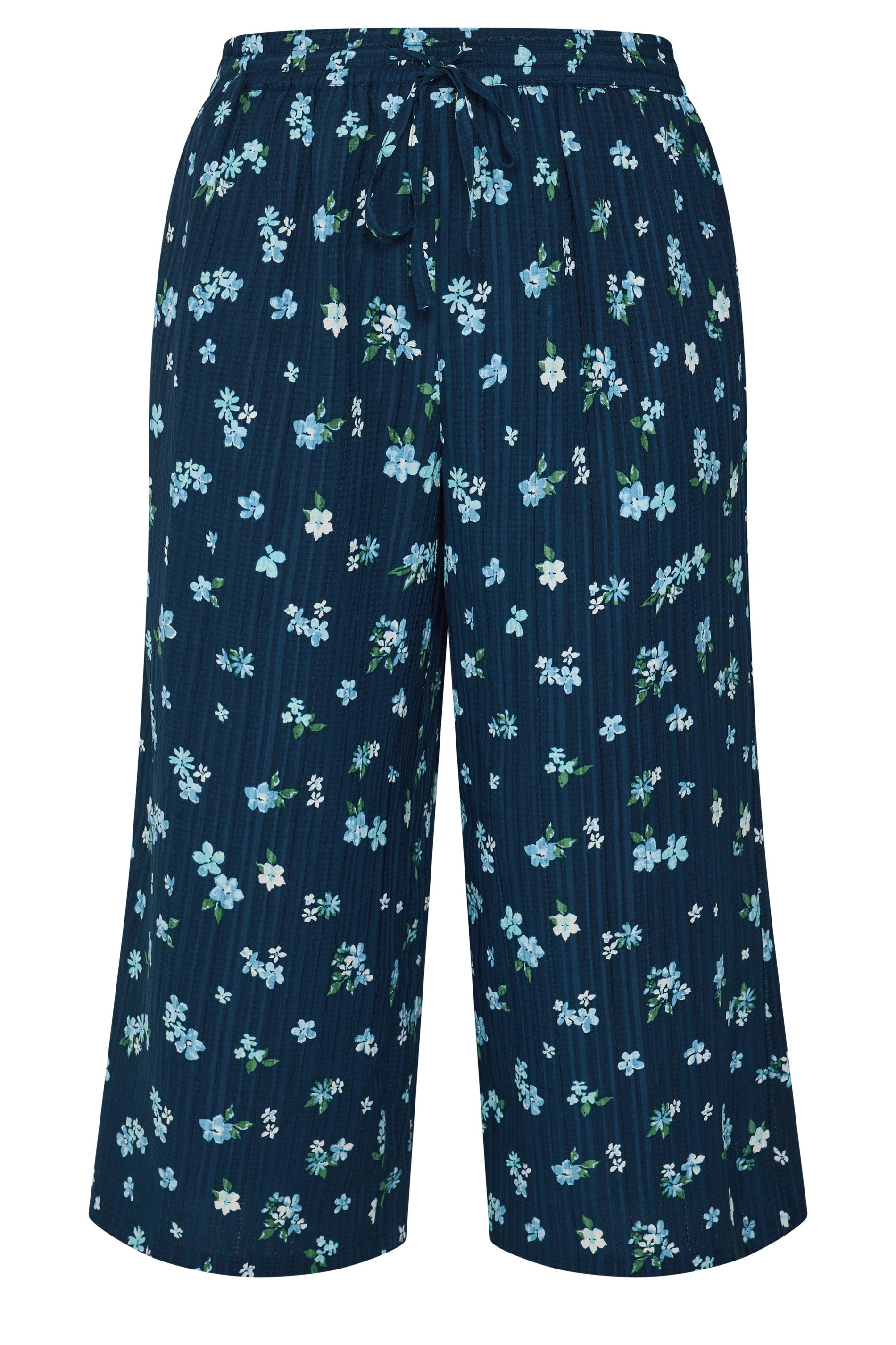 YOURS Plus Size Navy Blue Floral Crop Trousers | Yours Clothing 5