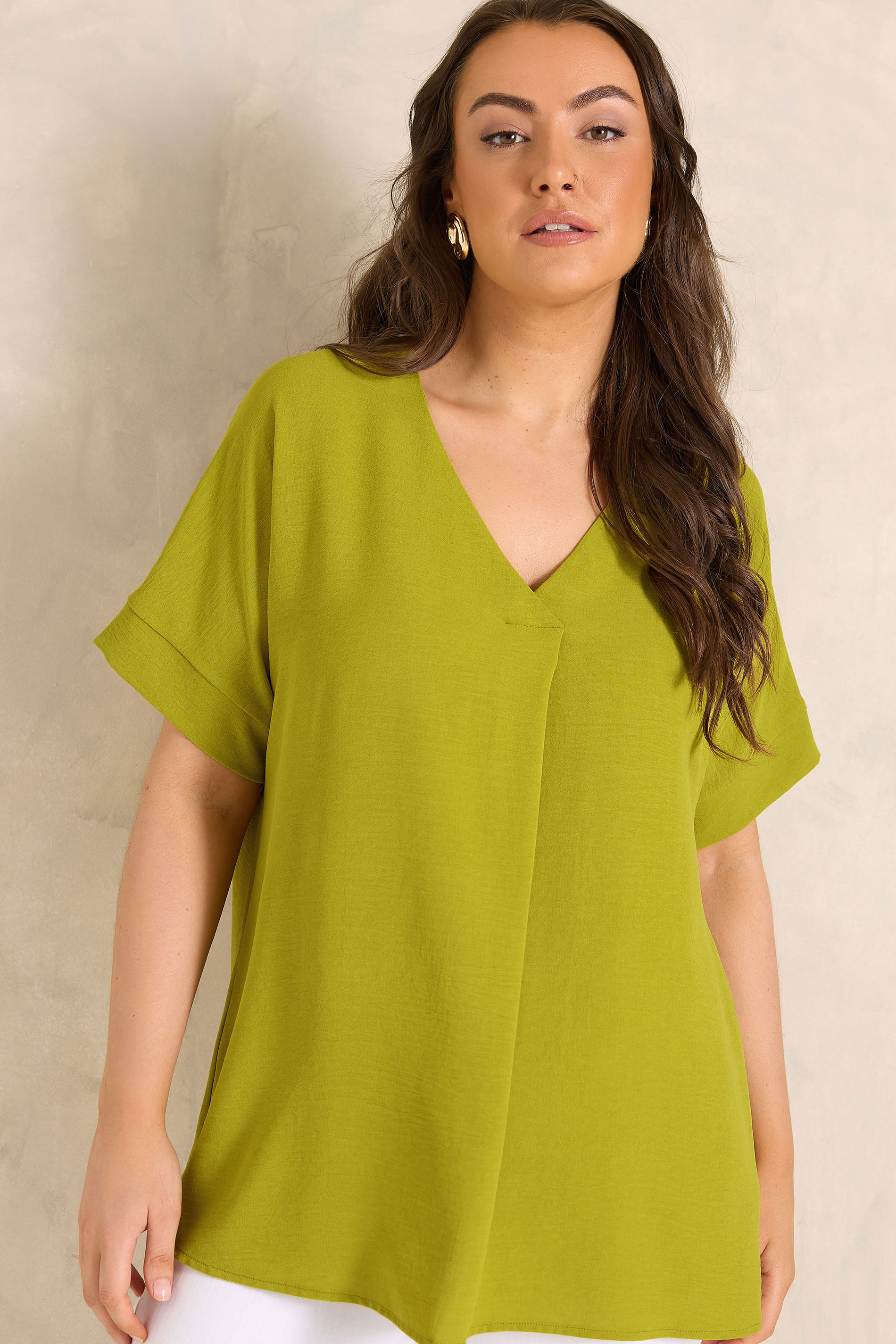 EVANS Plus Size Green Pleat Front Blouse | Evans  3