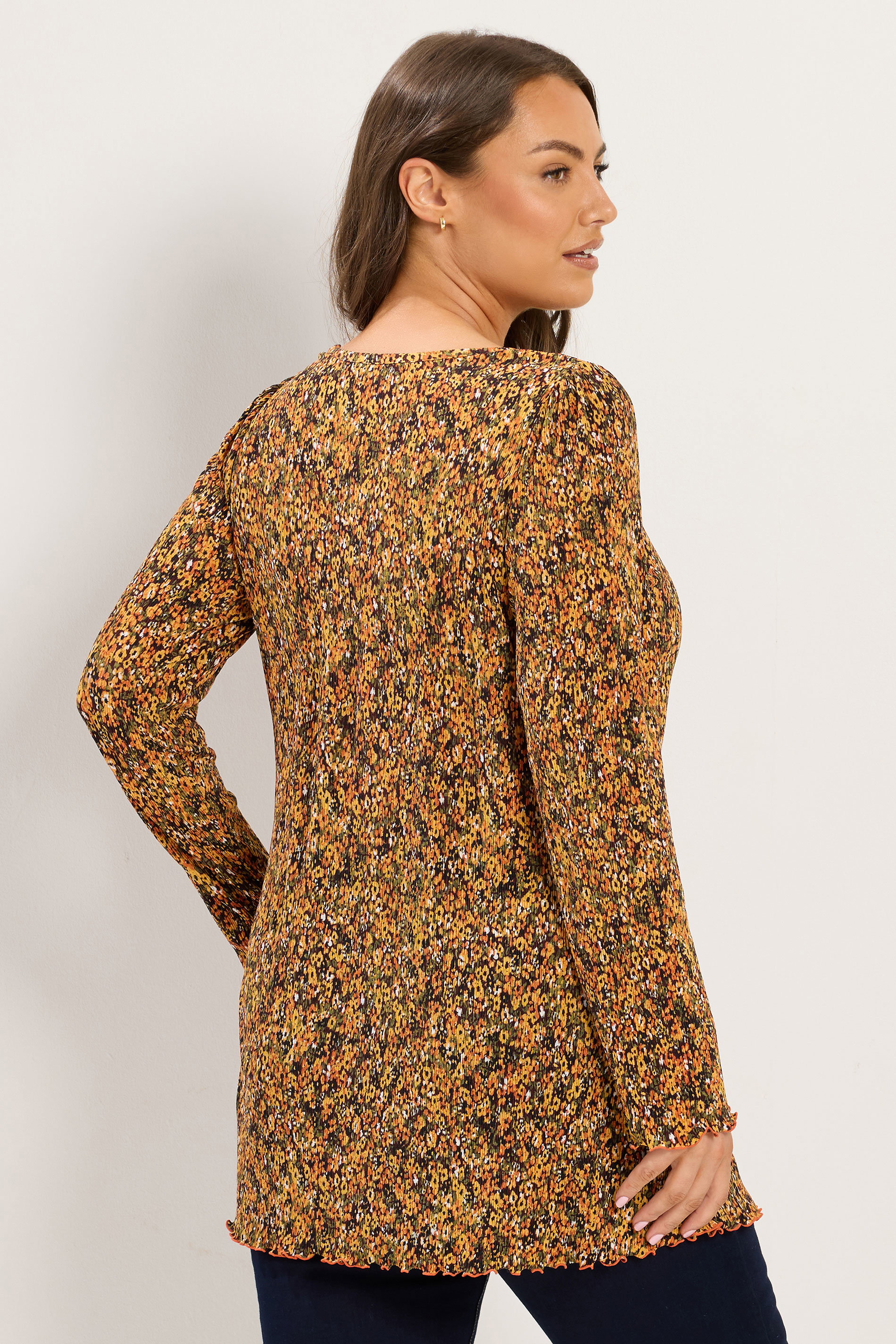 YOURS Plus Size Orange Floral Tunic Top | Yours Clothing 2