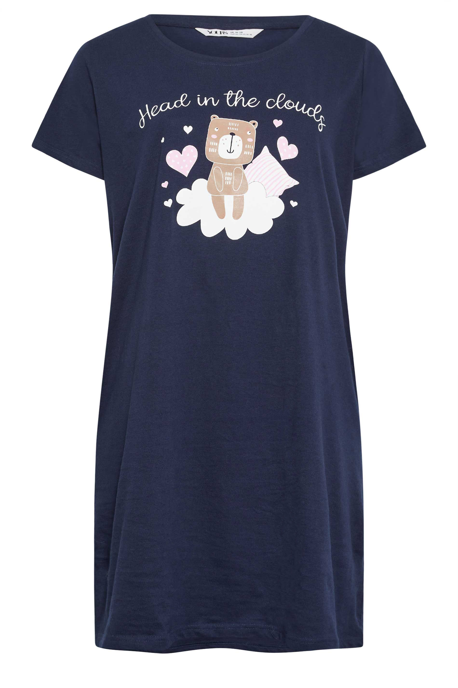 Zeyo Women's Cotton Nightdress – All Over Print Above Knee Sleepwear For Comfort & Nursing (Navy Blue)