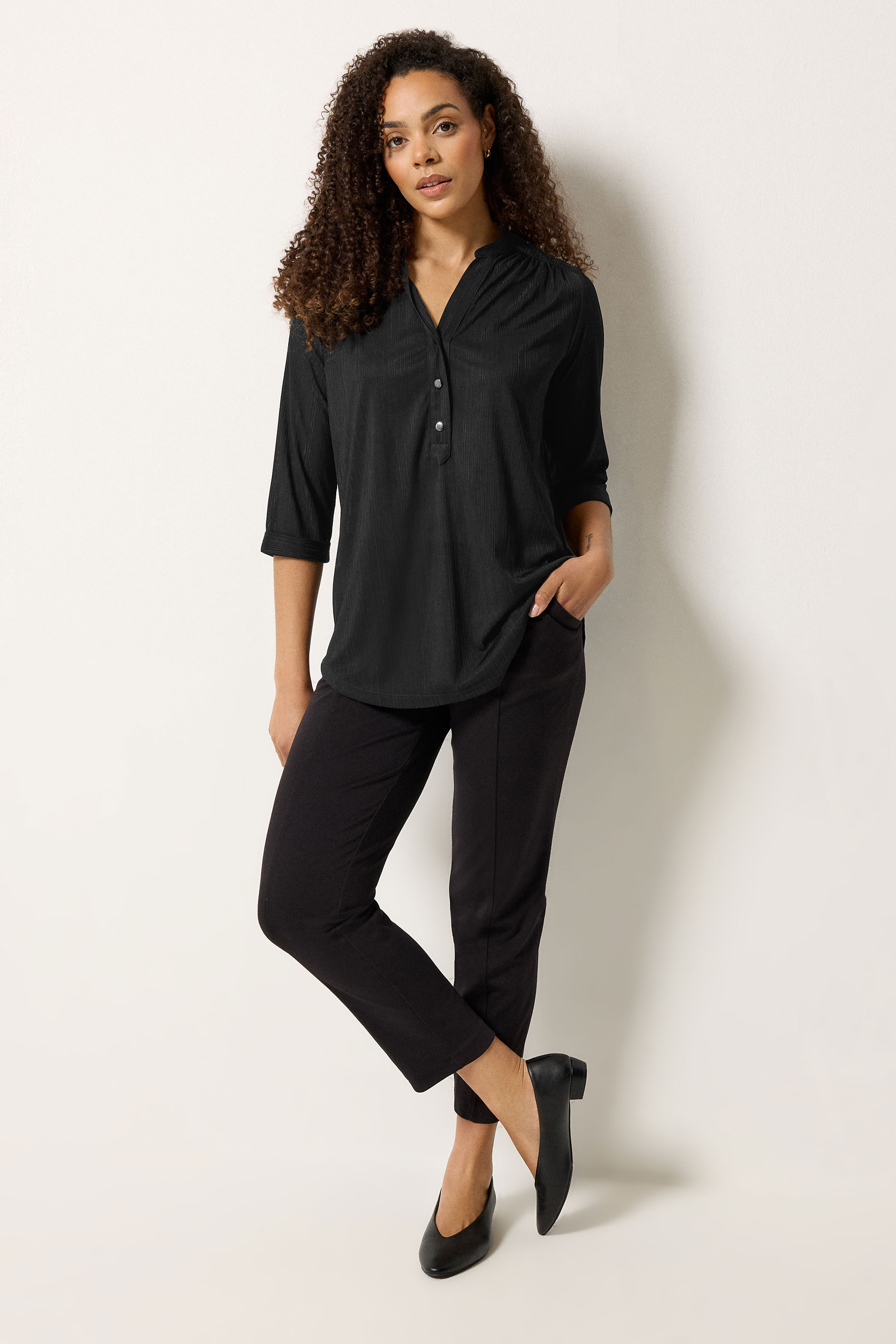 M&Co Black Textured Lightweight Blouse| M&Co 1