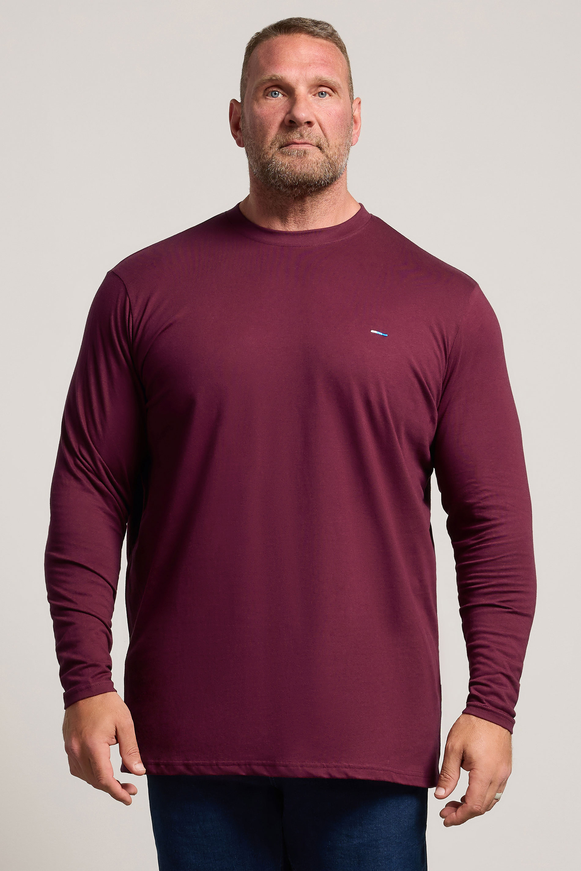 BadRhino Big & Tall Wine Red Extra Long Long Sleeve T-Shirt 3