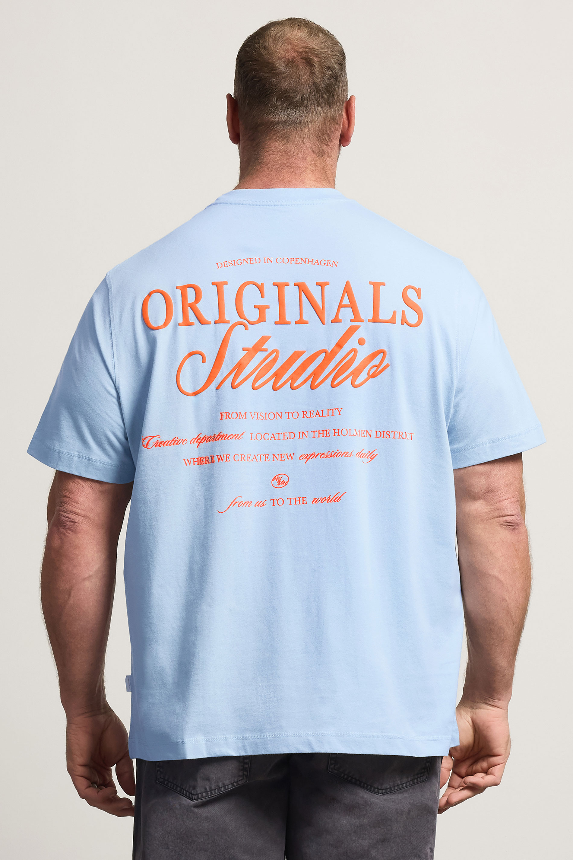 JACK & JONES Big & Tall Light Blue Crew Neck Back Graphic Tee | BadRhino 2