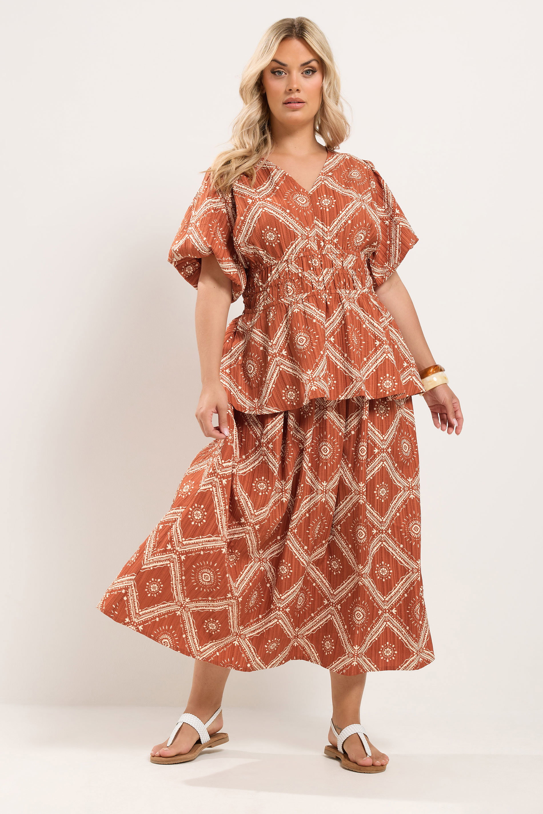 YOURS Plus Size Rust Orange Abstract Skirt 2