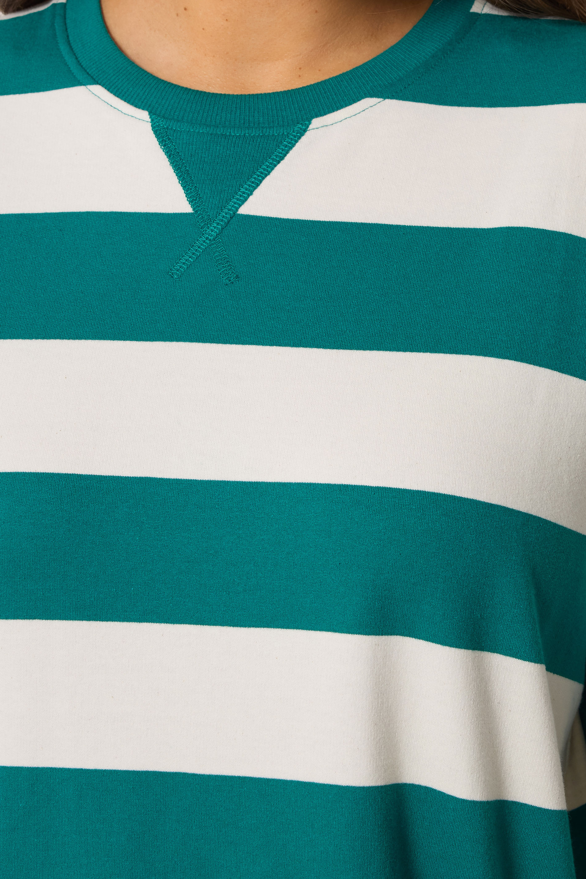 YOURS Plus Size Teal Blue & White Stripe T-Shirt Dress | Yours Clothing 4