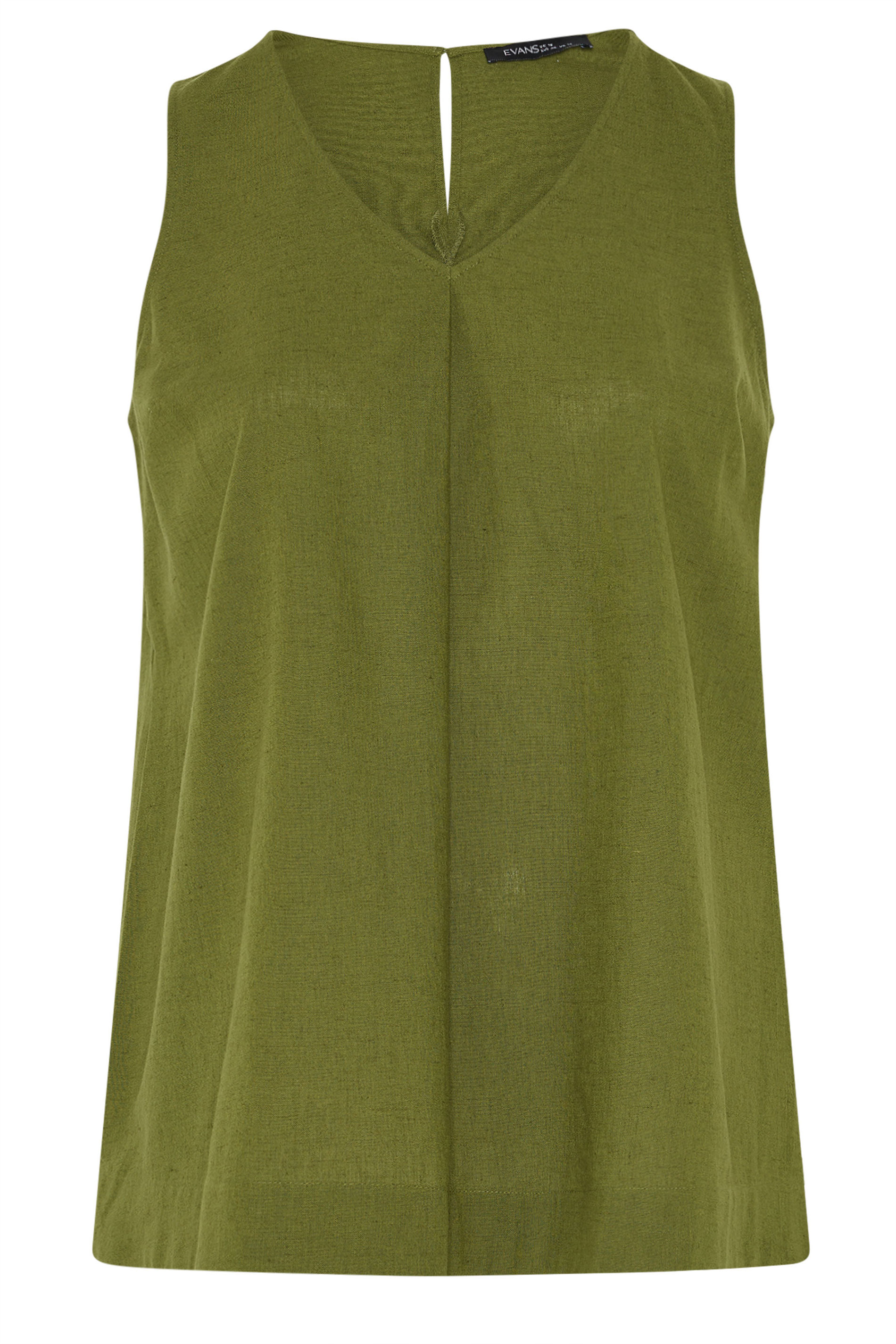 EVANS Plus Size Green Linen Vest Top | Evans 6
