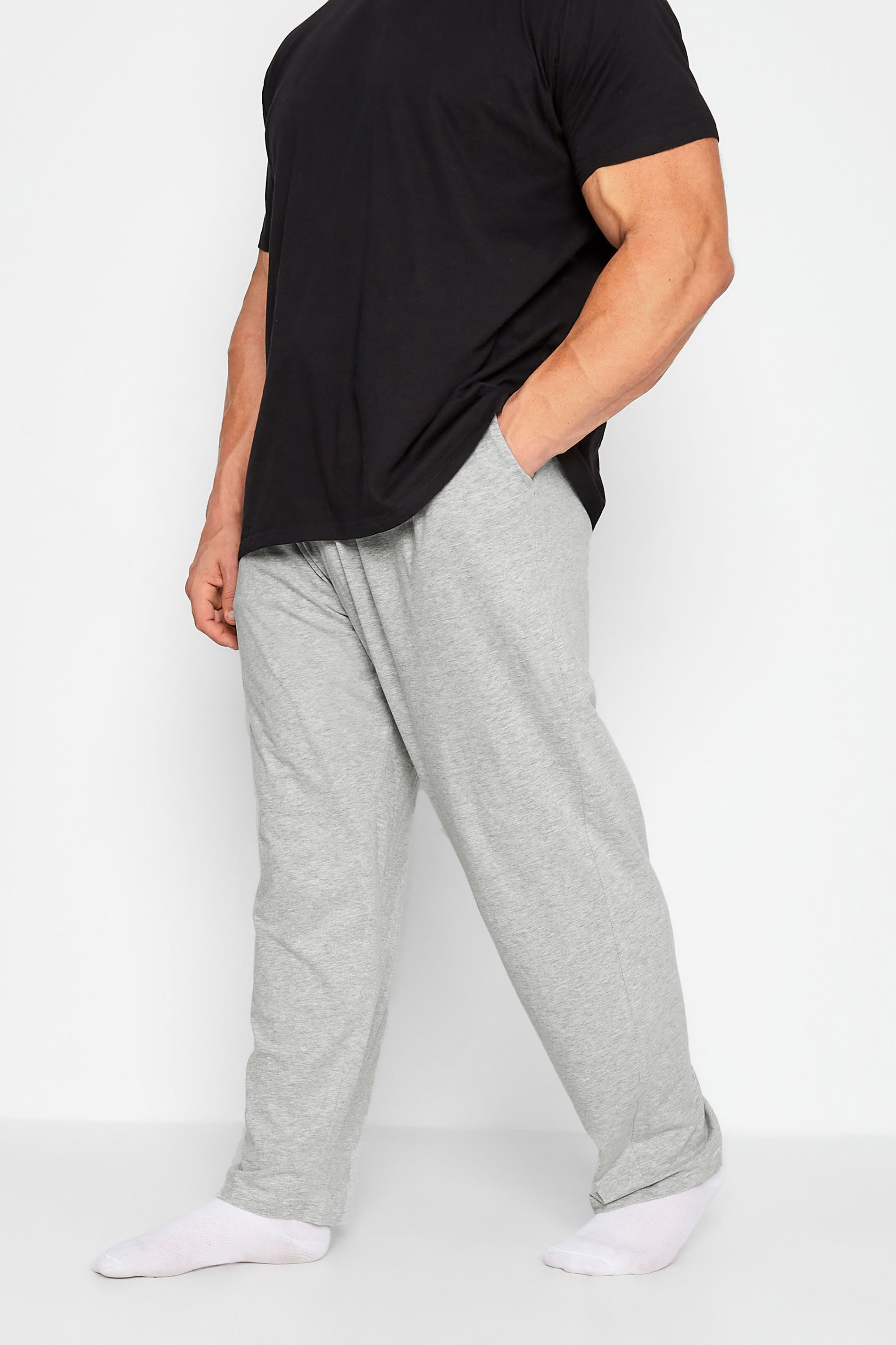 BadRhino Plus Size Big & Tall Black & Grey Pyjama Set | BadRhino 3