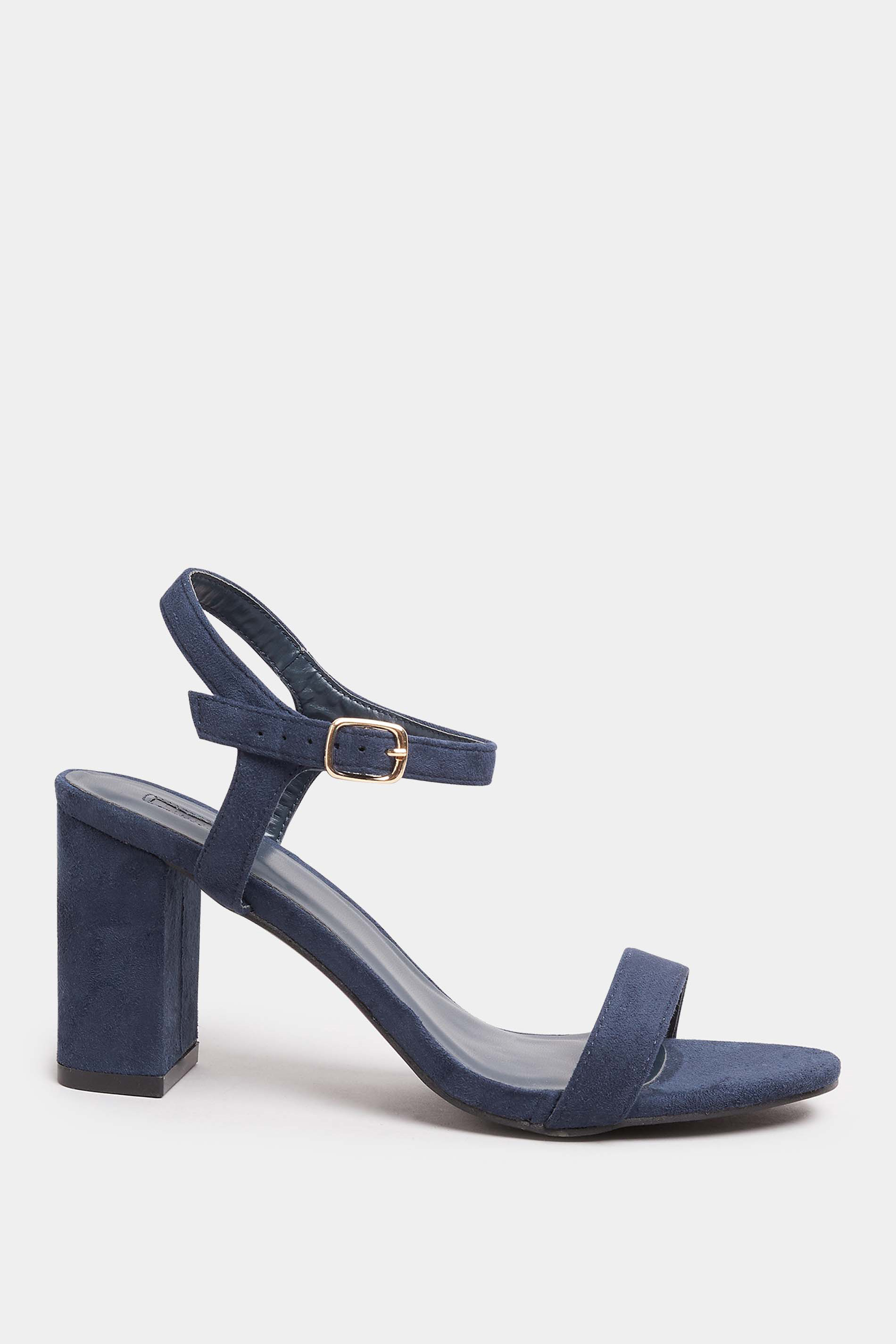 LIMITED COLLECTION Navy Blue Block Heel Sandal In Wide E Fit & Extra Wide EEE Fit | Yours Clothing 3