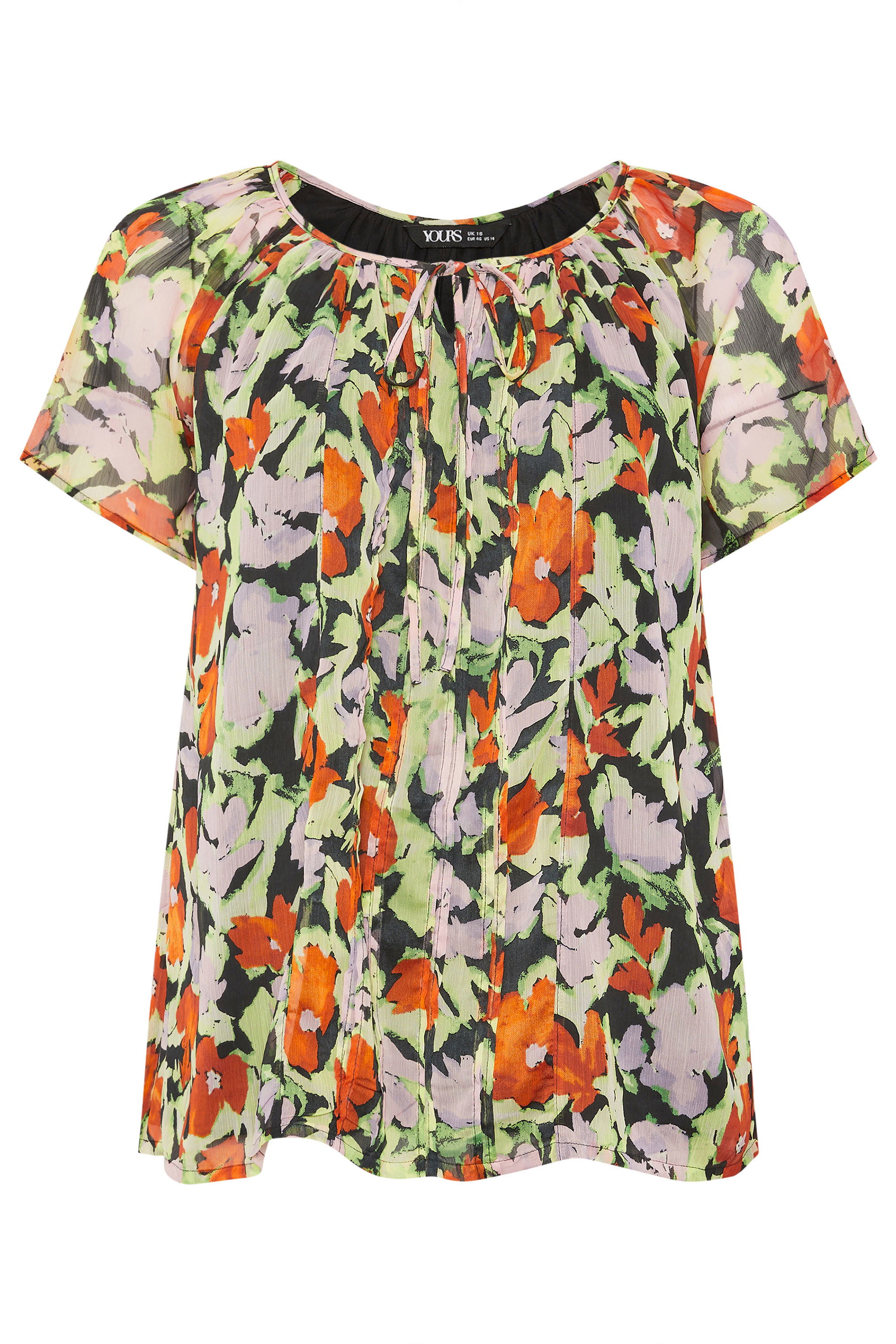 YOURS Plus Size Orange & Pink Floral Pintuck Blouse | Yours Clothing 5