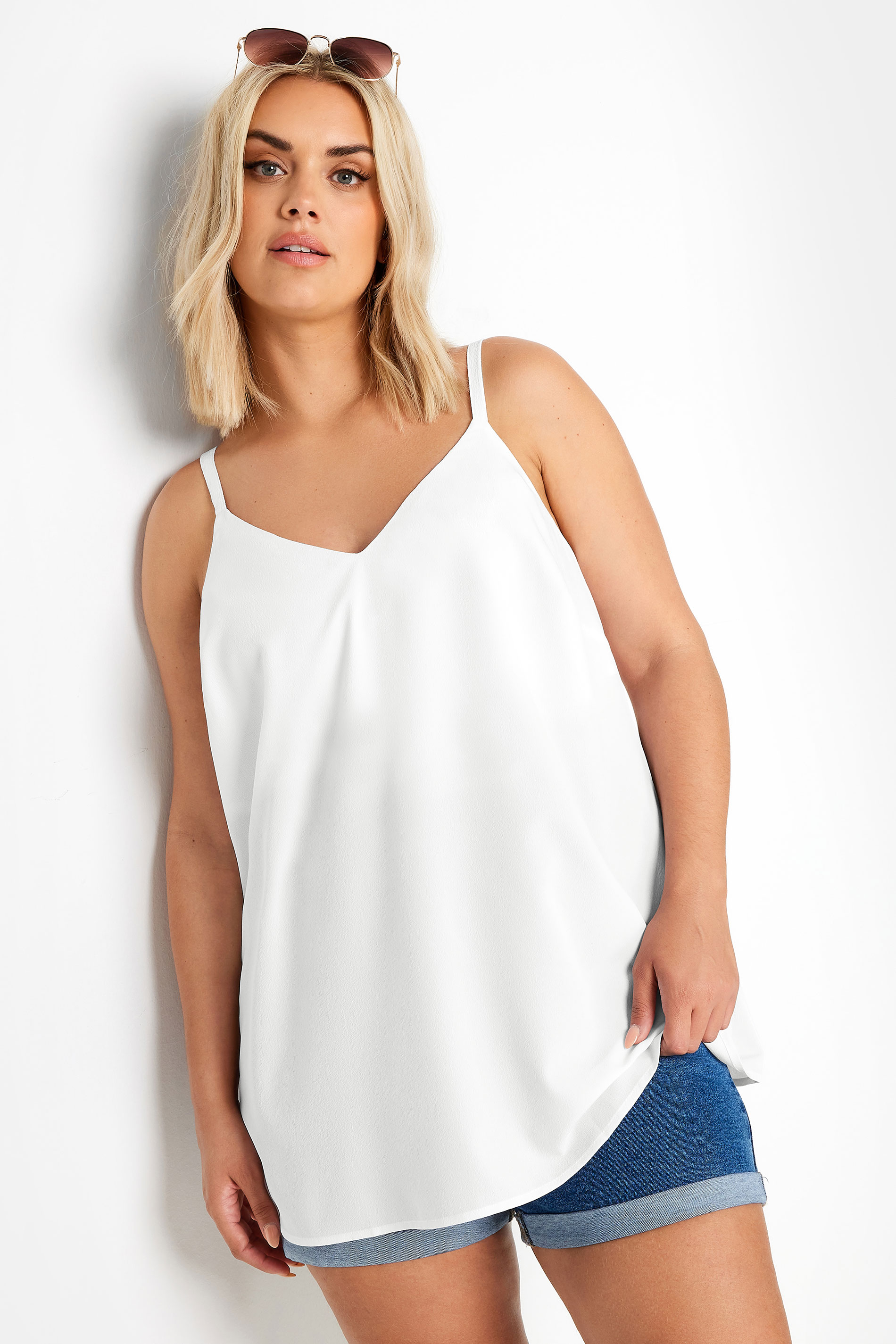 YOURS Curve Plus Size White Cami Top | Yours Clothing  1
