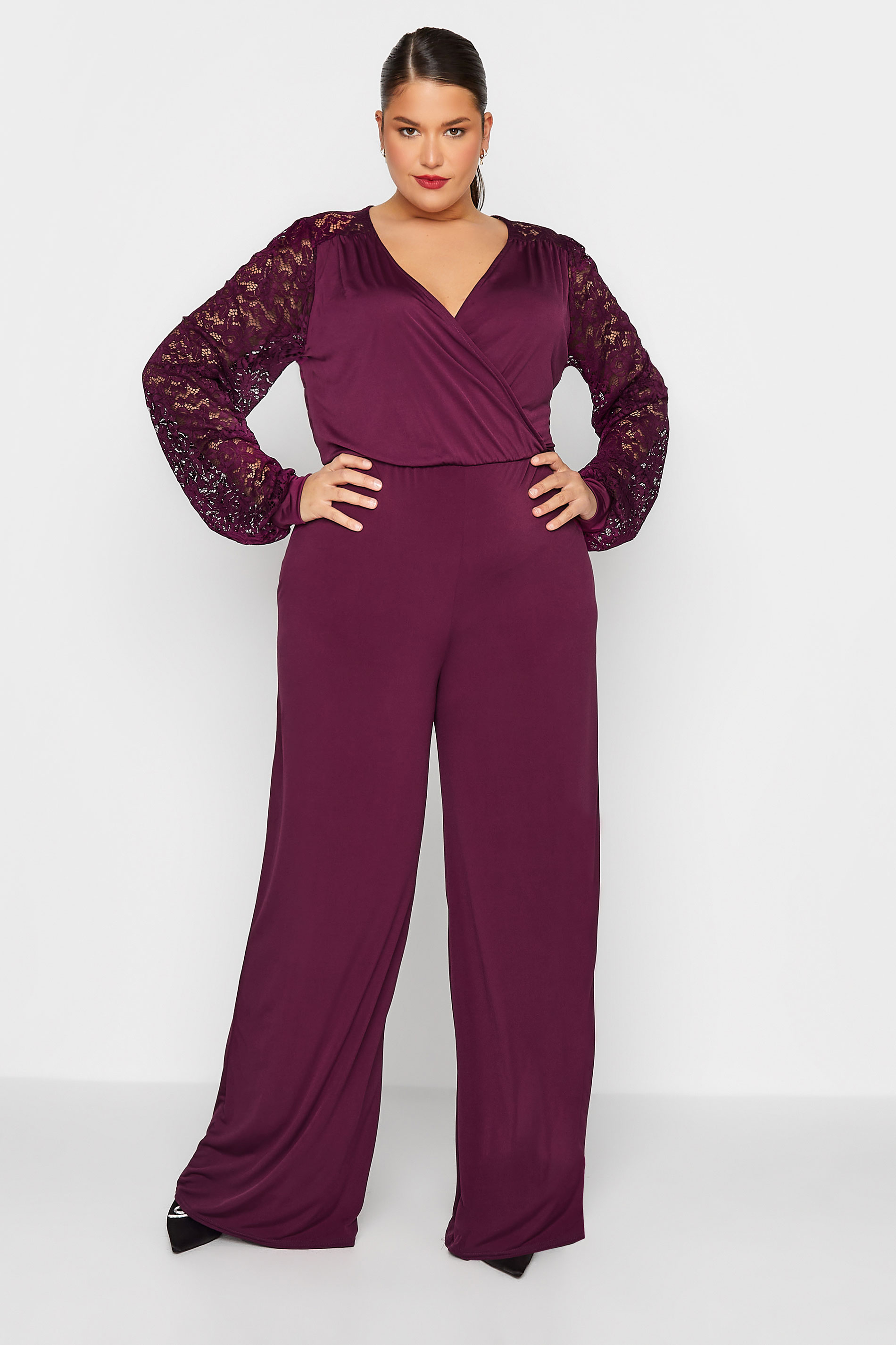 Tall Women's LTS Purple Lace Back Jumpsuit | Long Tall Sally 1