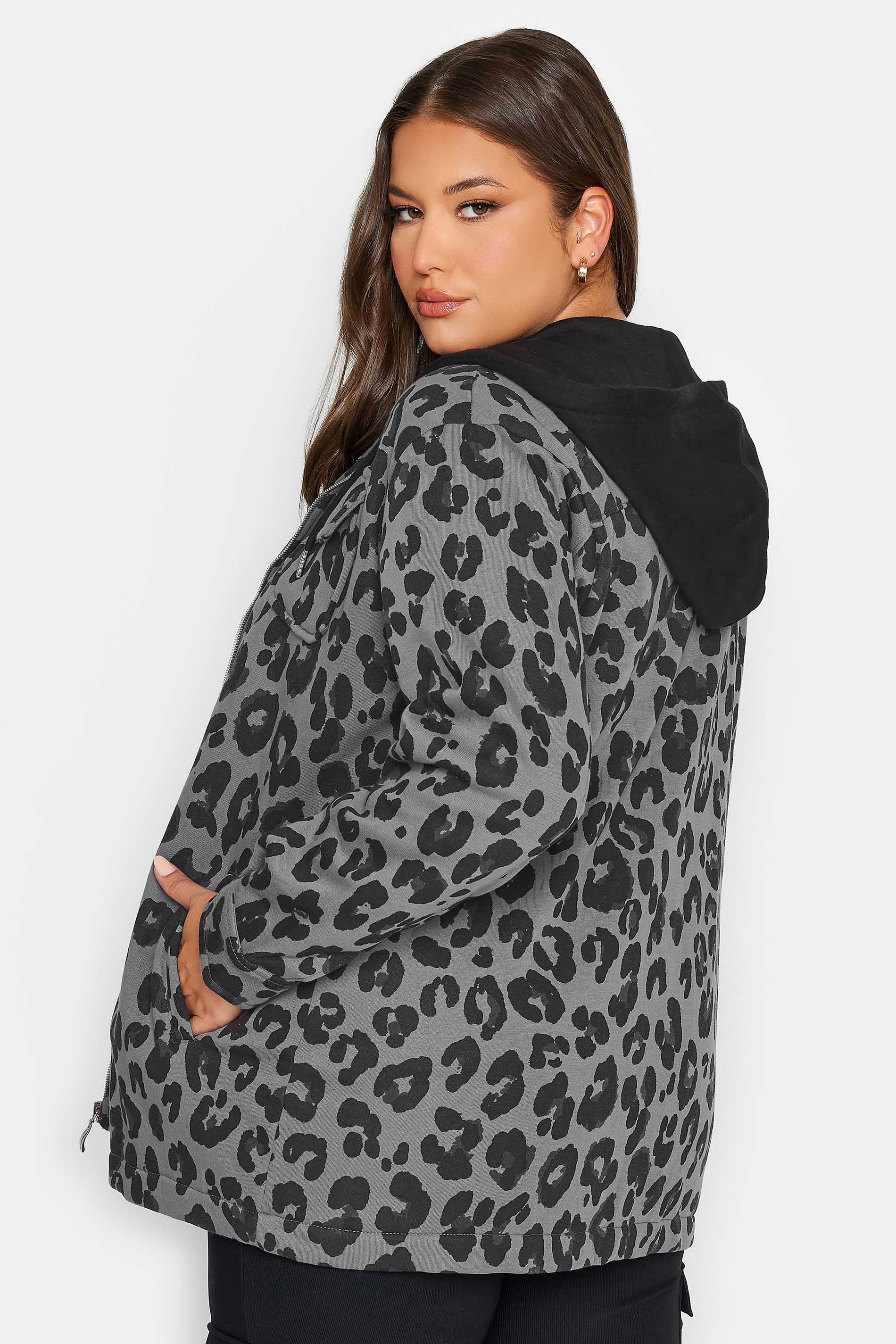 YOURS Plus Size Leopard Print Hooded Shacket | Yours Clothing 3