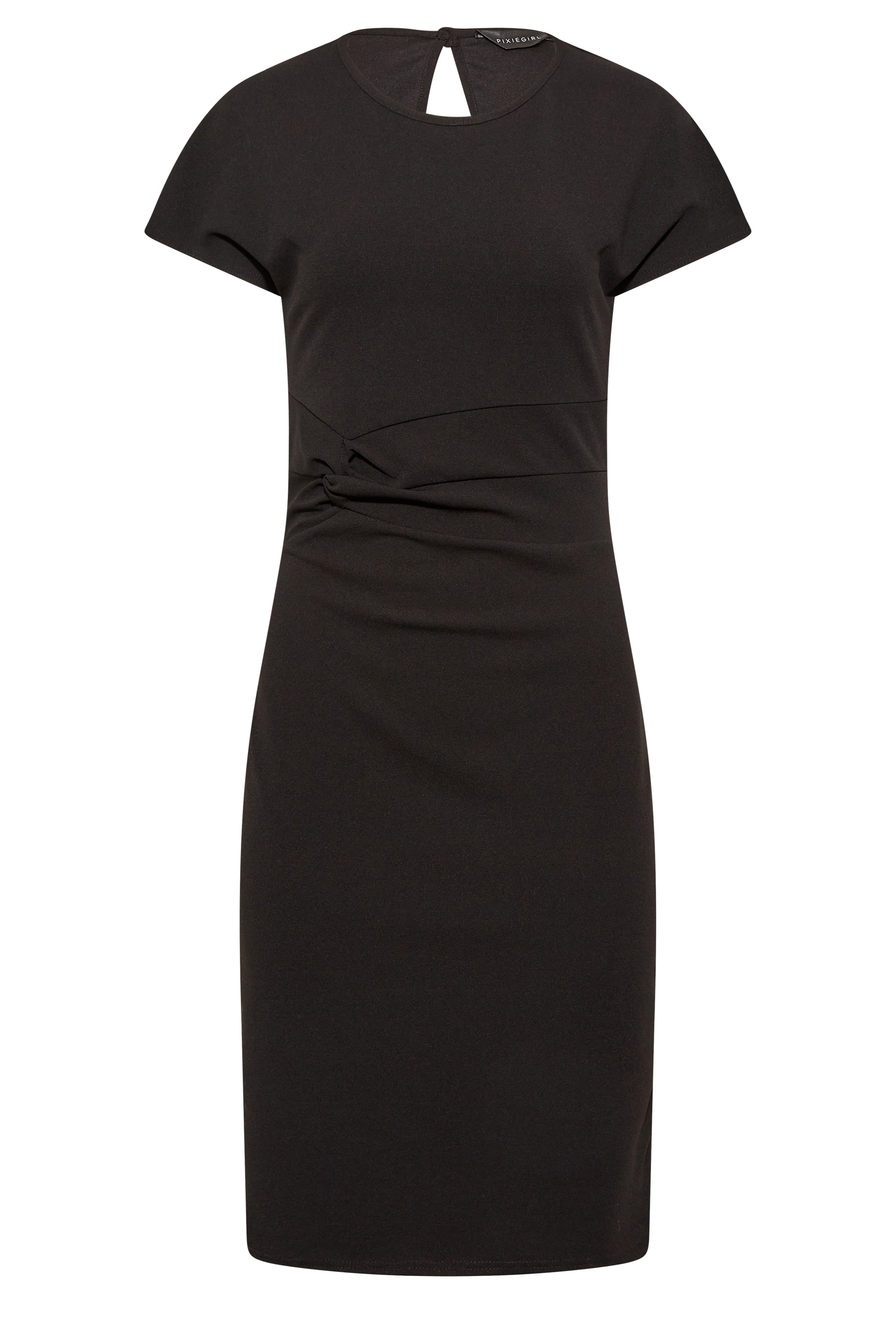 Petite Black Knot Twist Midi Dress | PixieGirl