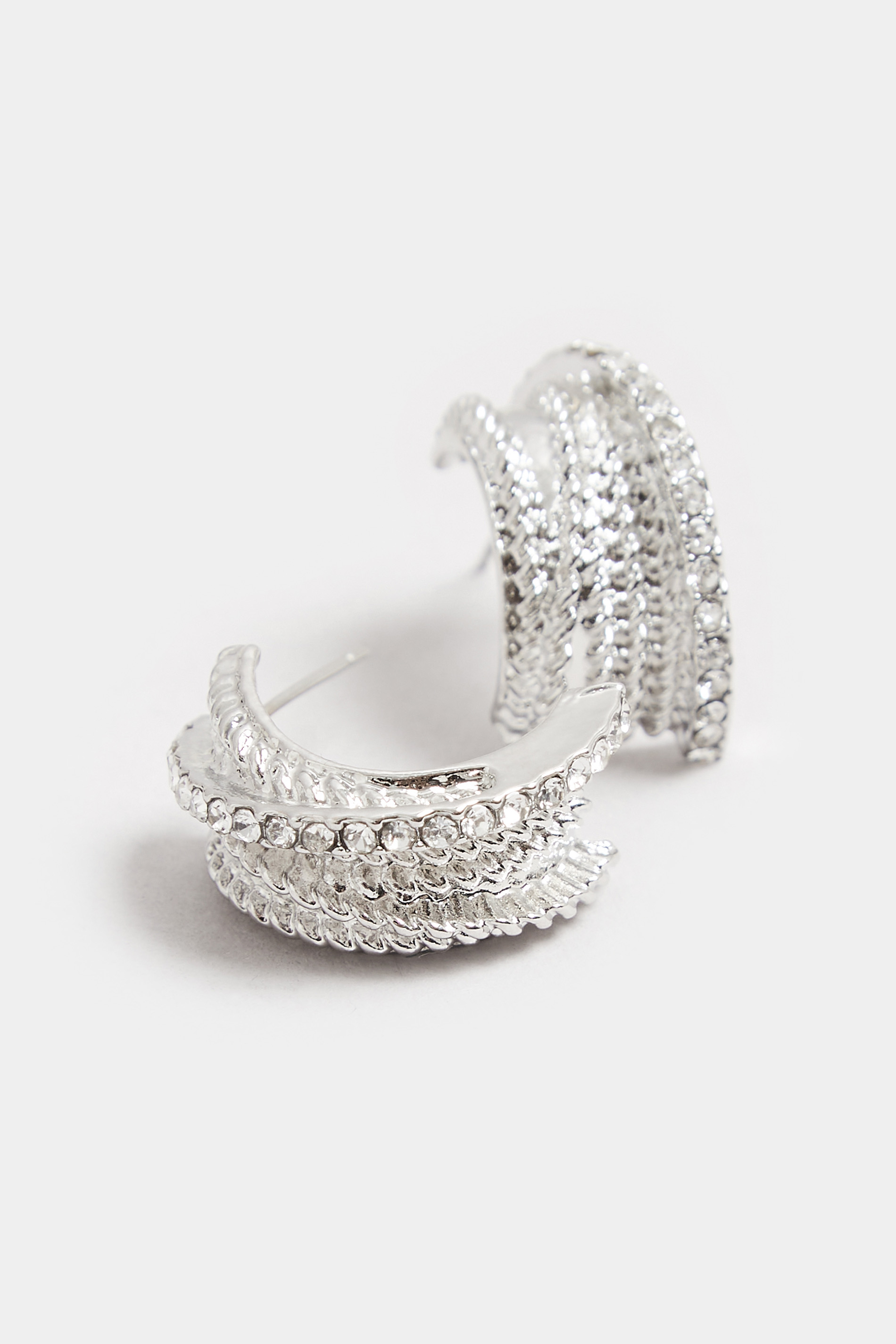 Silver Tone Twisted Hoop Earrings | Yours Clothing 3