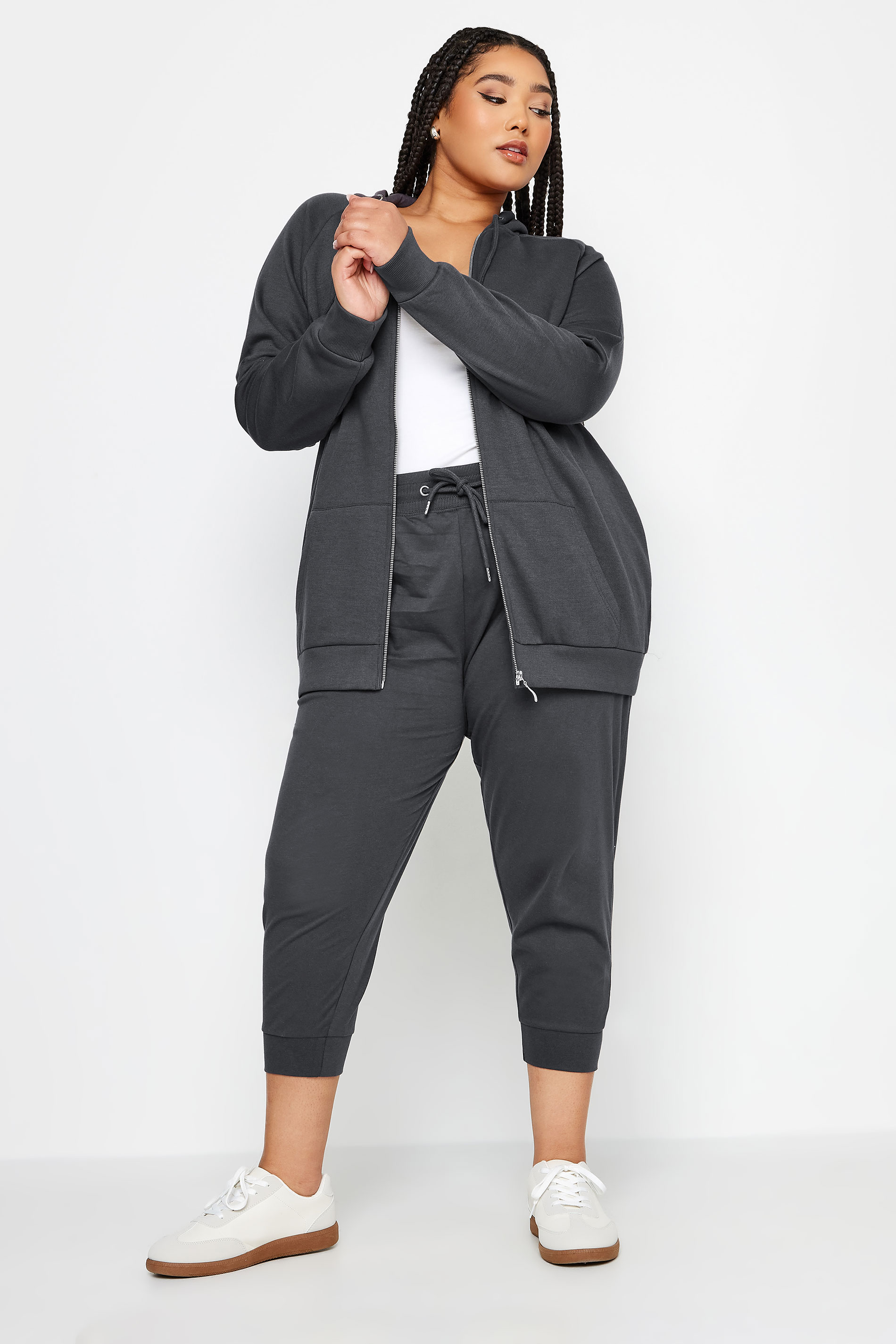 YOURS Plus Size Charcoal Grey Zip Through Hoodie | Yours Clothing 3