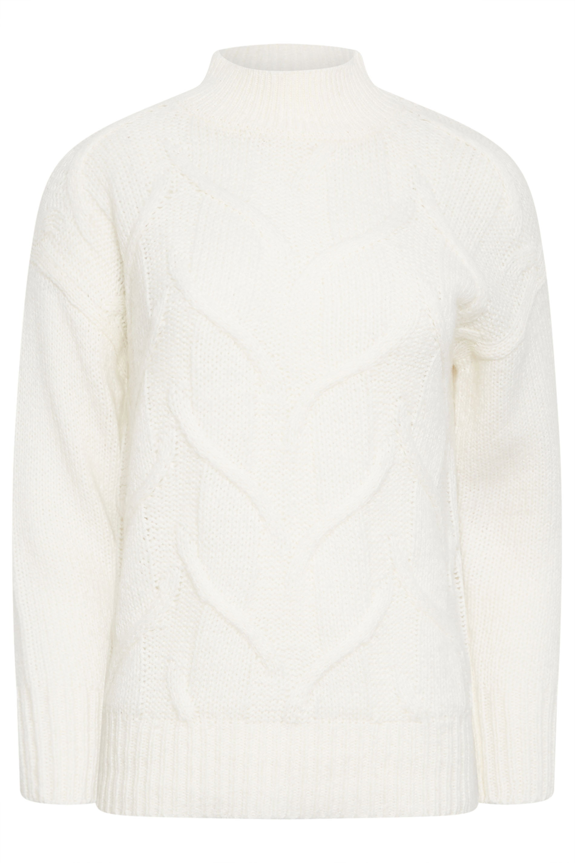 Petite Ivory White High Neck Cable Knit Jumper | PixieGirl 6