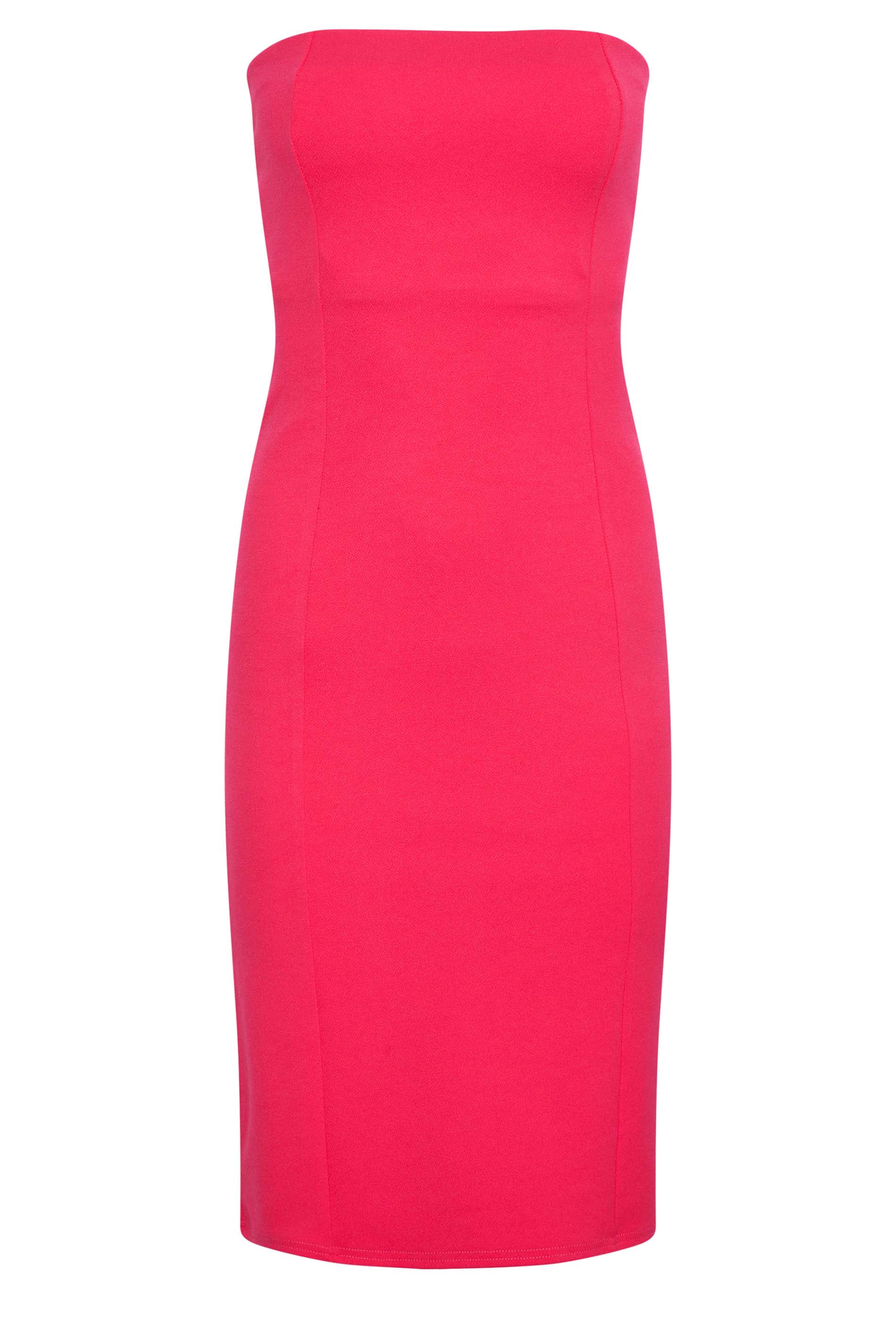 Petite Hot Pink Bandeau Midi Dress | PixieGirl