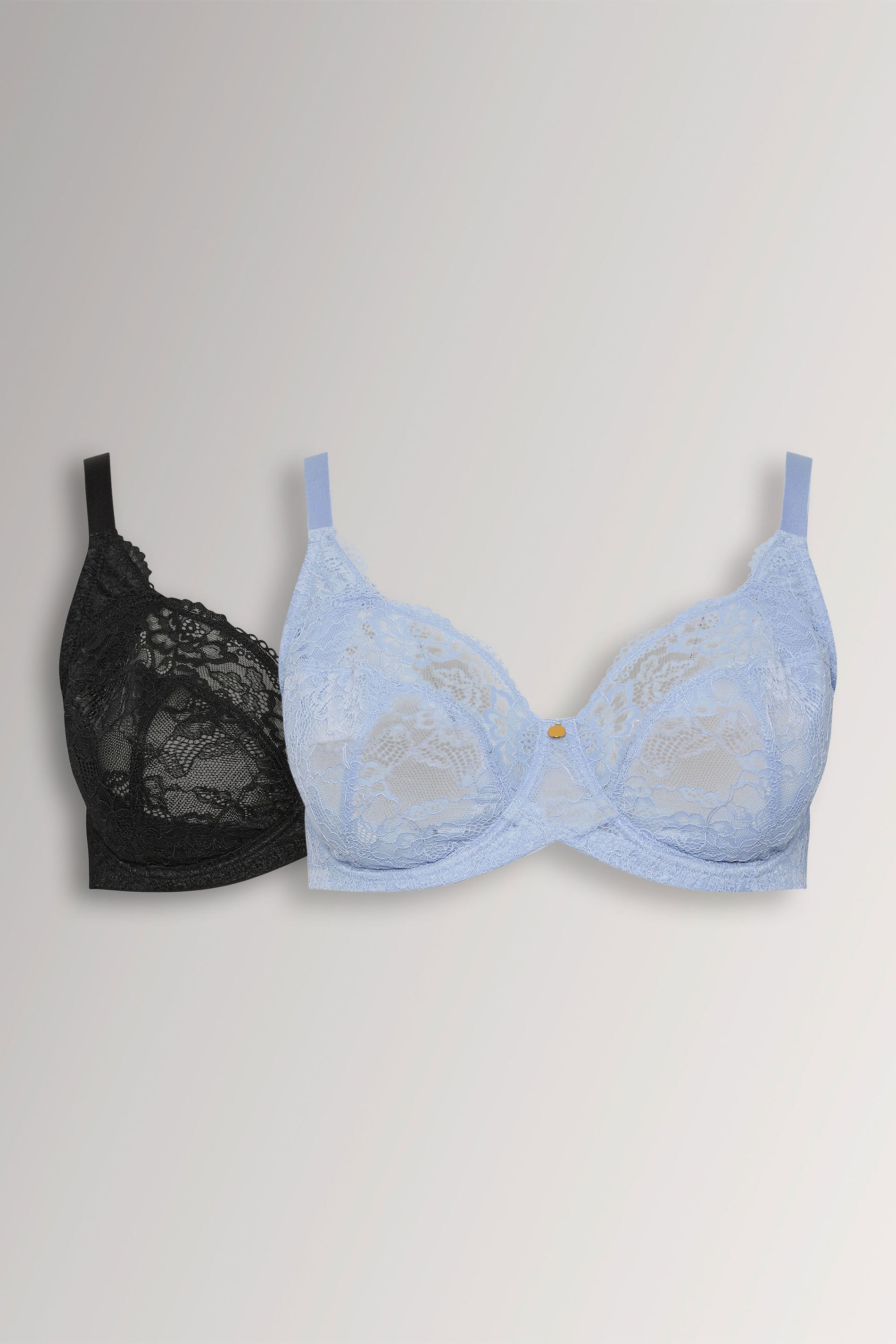 YOURSET 2 PACK Plus Size Blue Non-Padded Underwired Bras | Yours Clothing 3