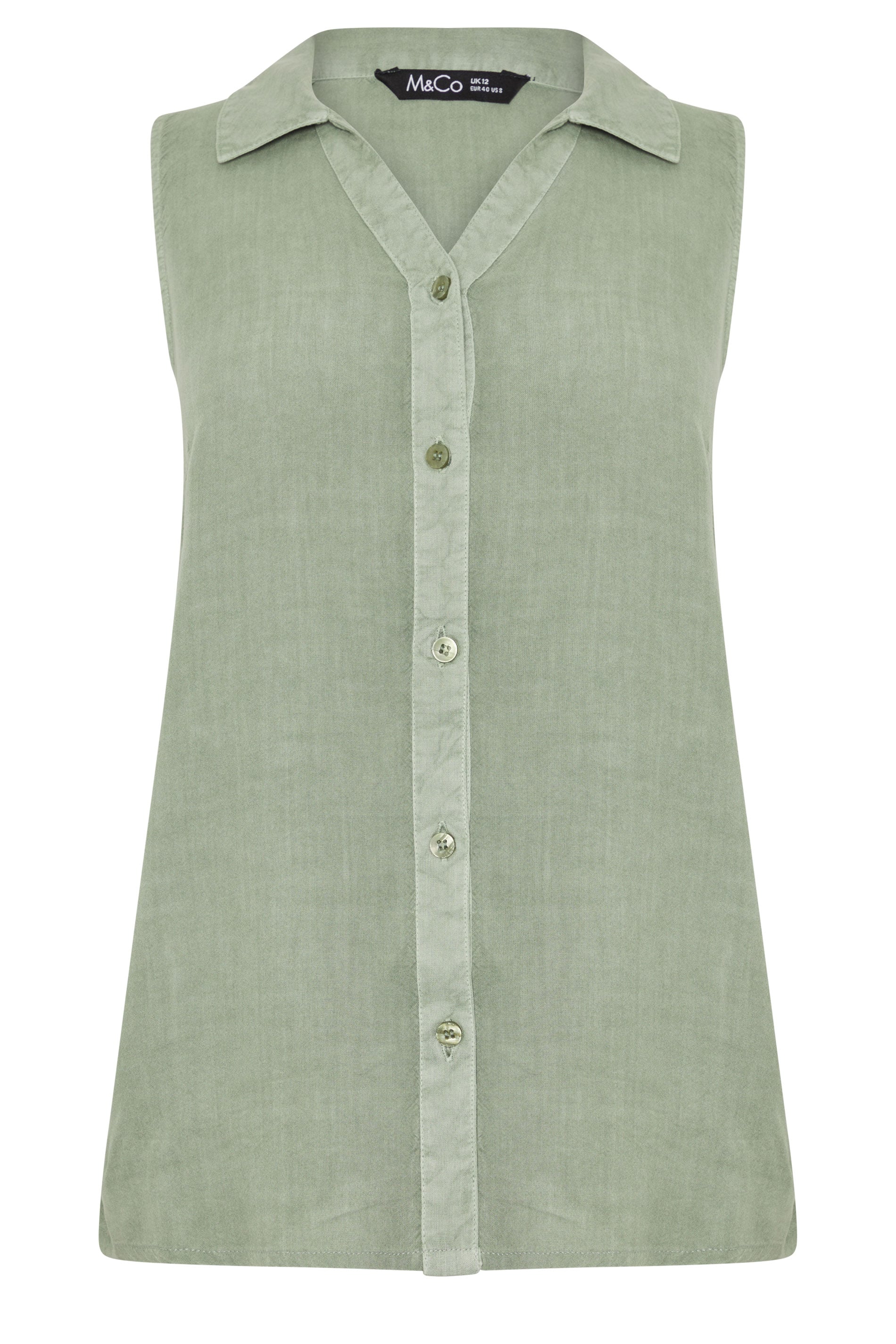 M&Co Sage Green Sleeveless Collared Shirt | M&Co 5