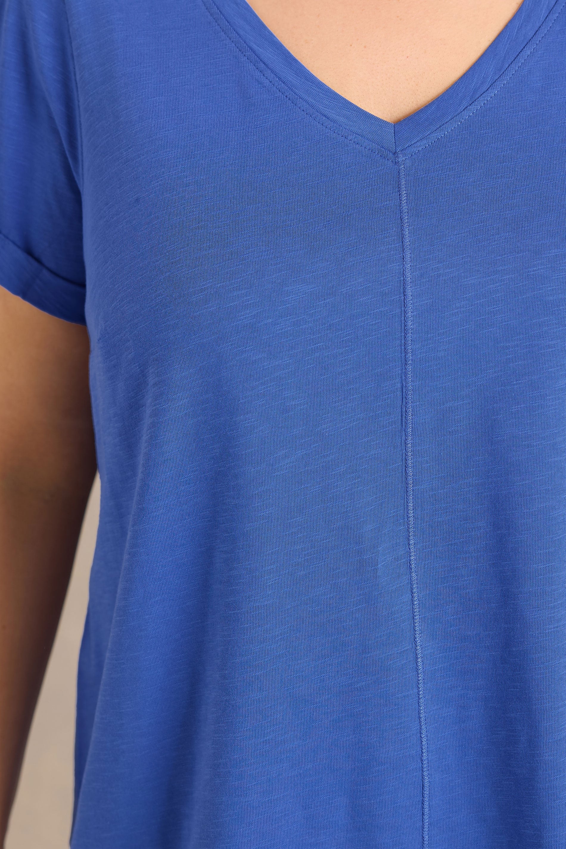 EVANS Plus Size Cobalt Blue Cotton T-Shirt | Evans 4