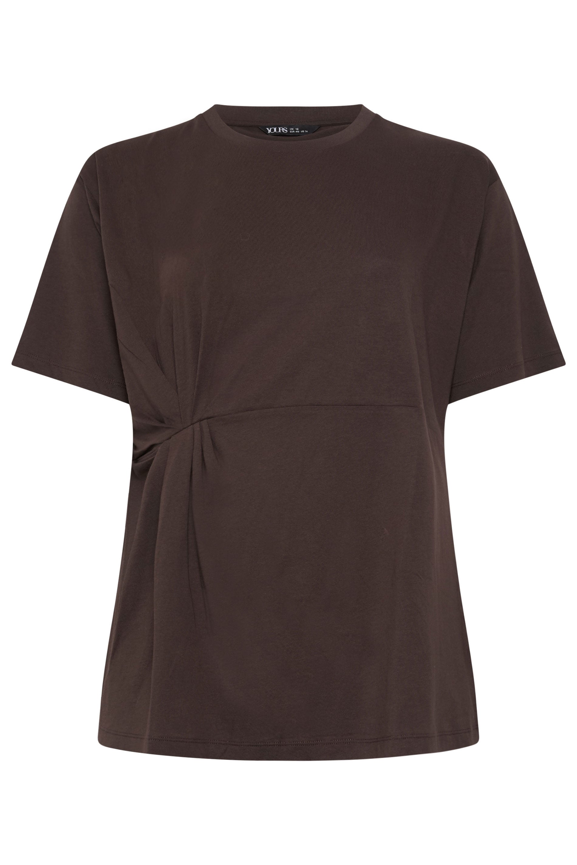YOURS Plus Size Chocolate Brown Twist Front T-Shirt | Yours Clothing 5